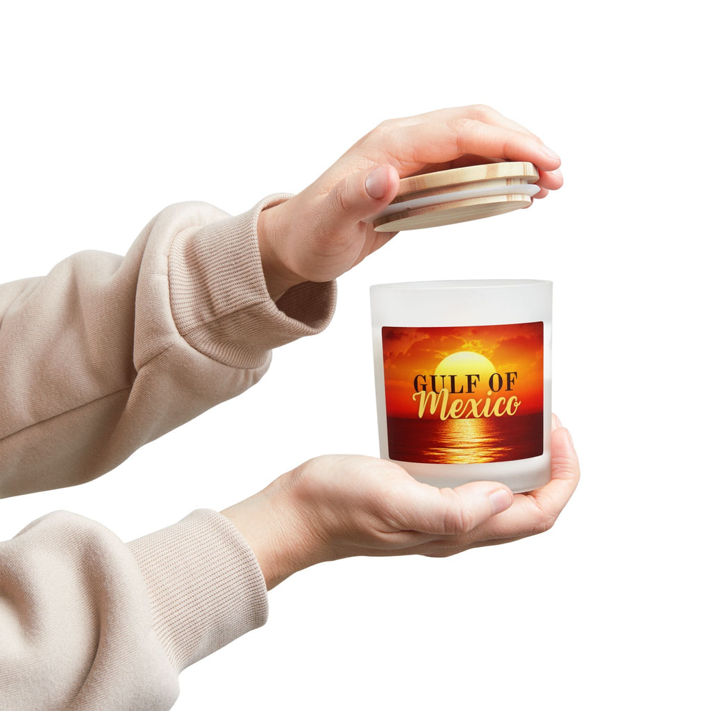 Sunset Gulf of Mexico 11oz Frosted Glass Candle - Sea Mineral Aroma Printify