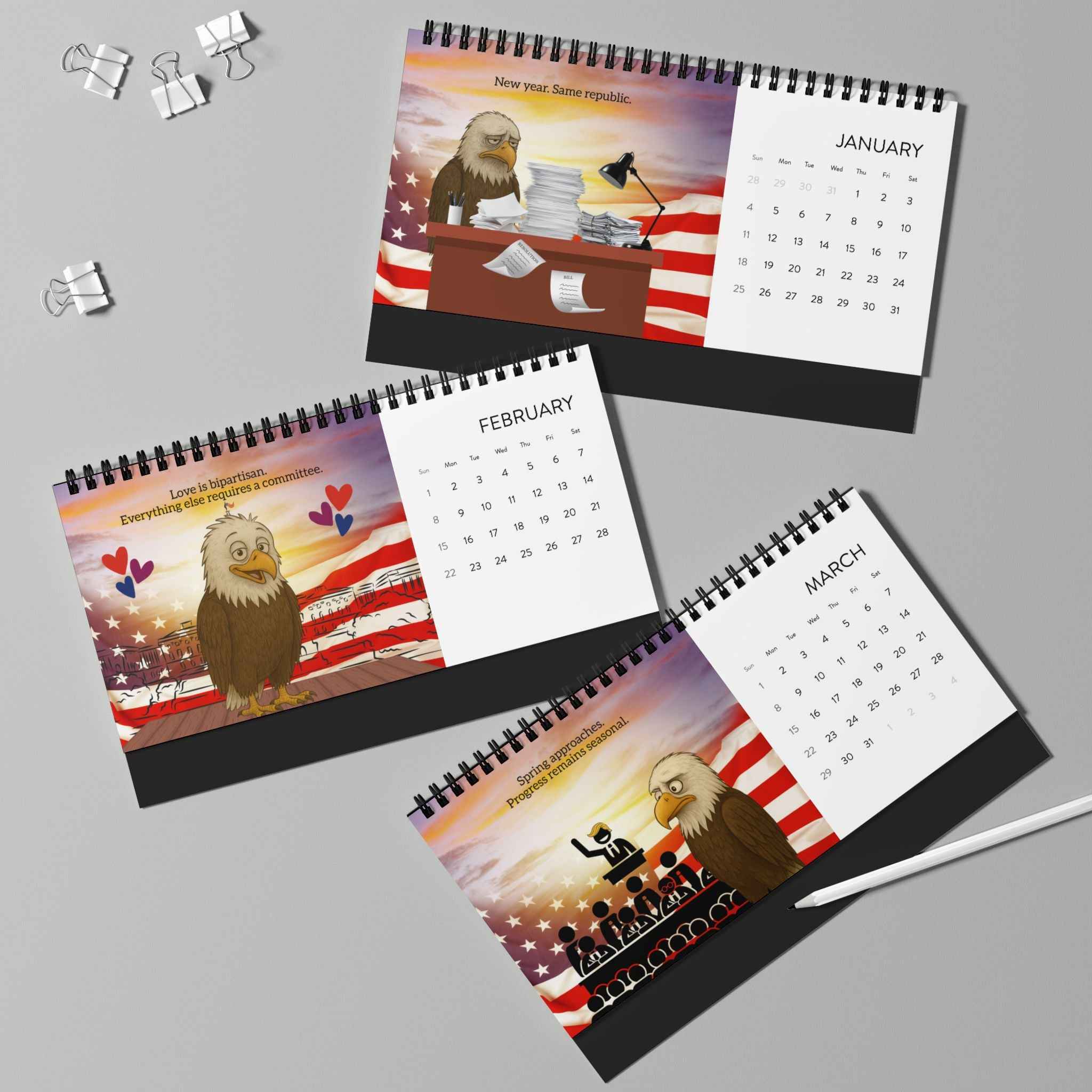 E Pluribus … Sigh: A Bald Eagle’s Year of American Fatigue – Desktop Calendar