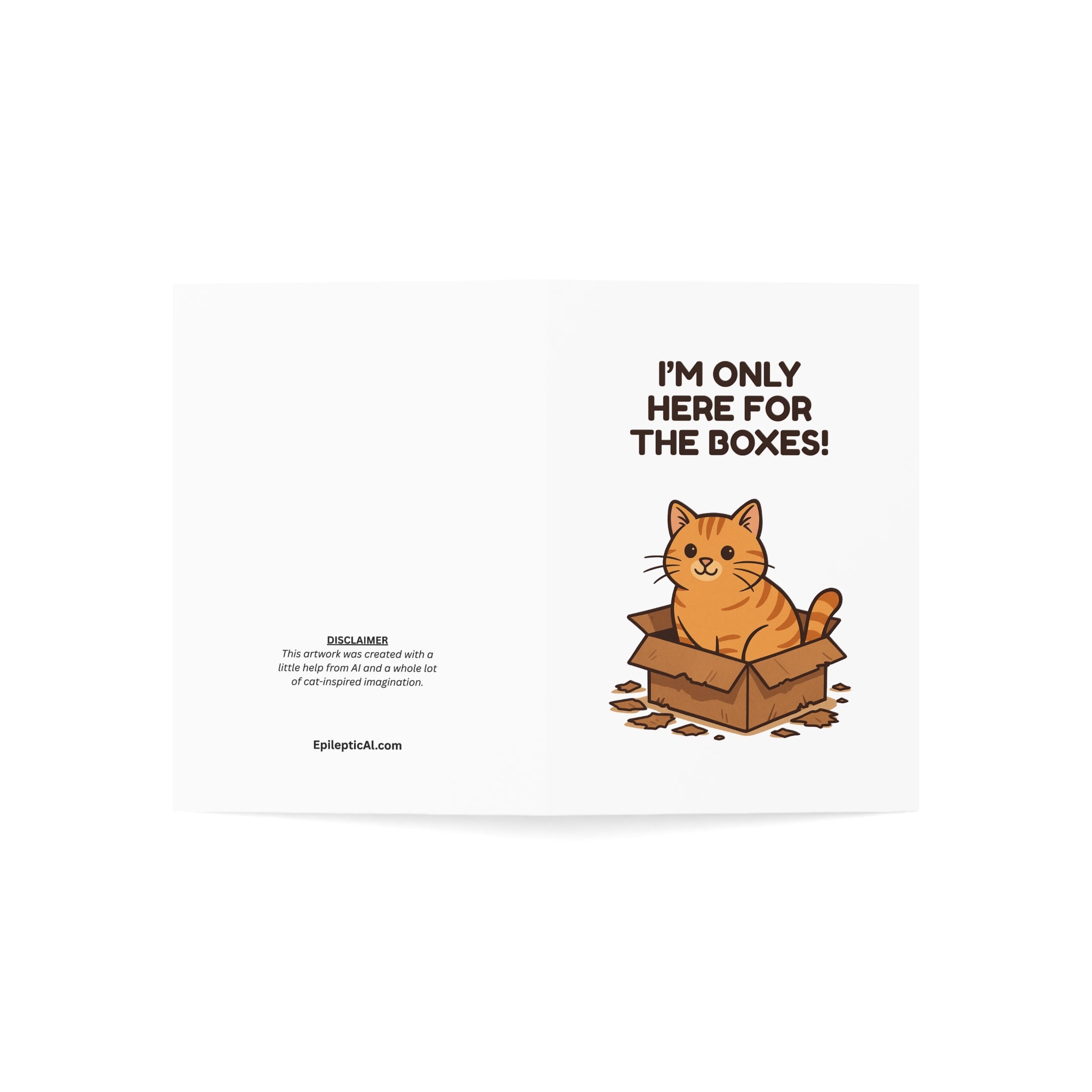 Only Here for the Boxes Cat Christmas Card – 10, 30, 50 pc. sets
