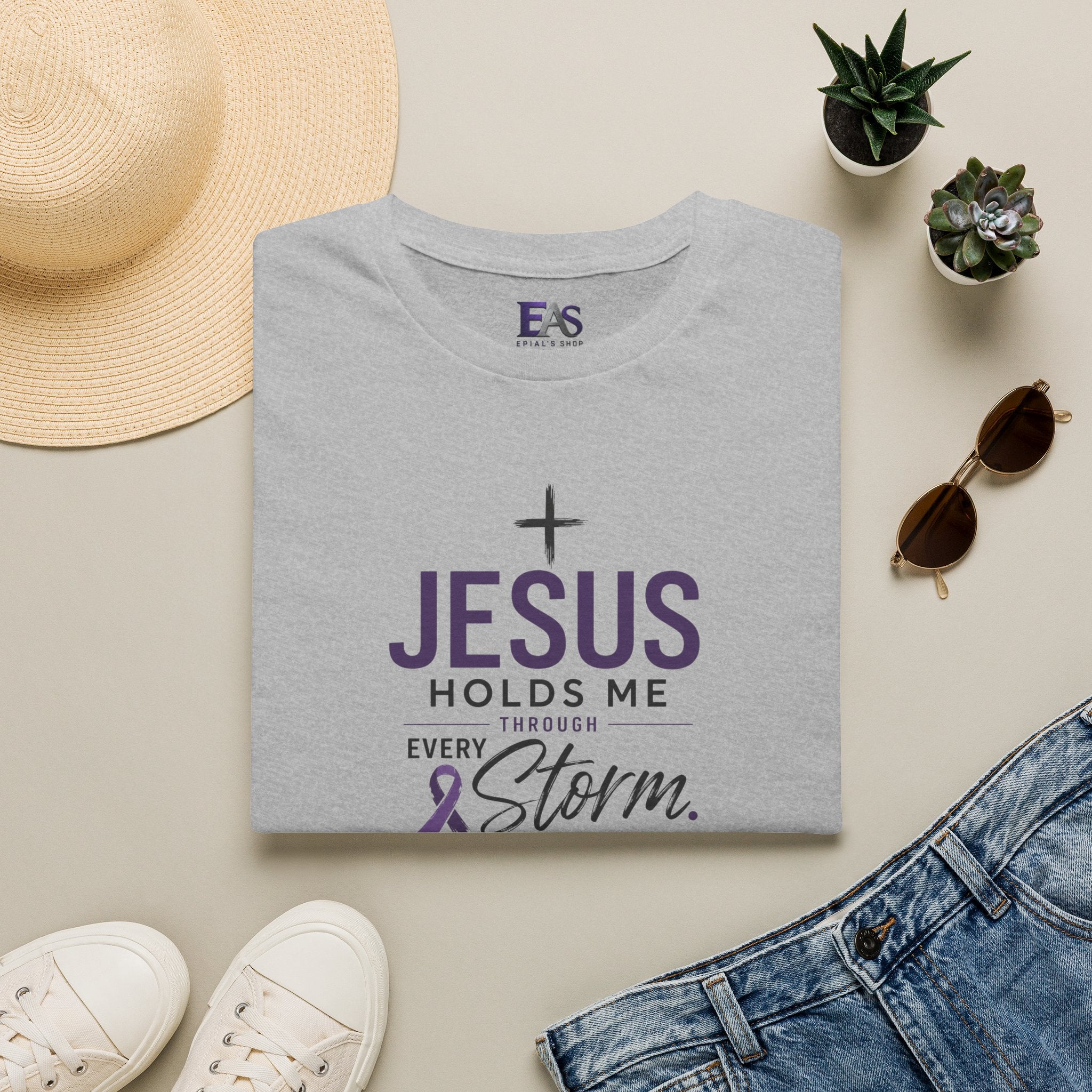 Jesus Holds Me Through Every Storm Epilepsy Awareness T-Shirt