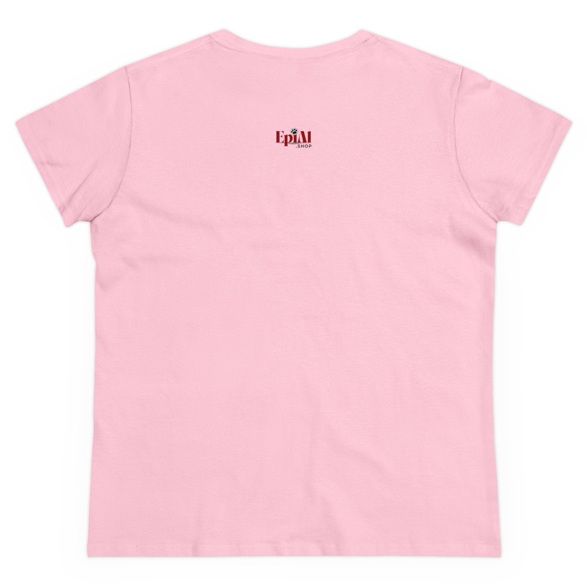 Photo depicting the ​Poised Cat Lady Women's Midweight Cotton Tee from EpiAl's Shop.