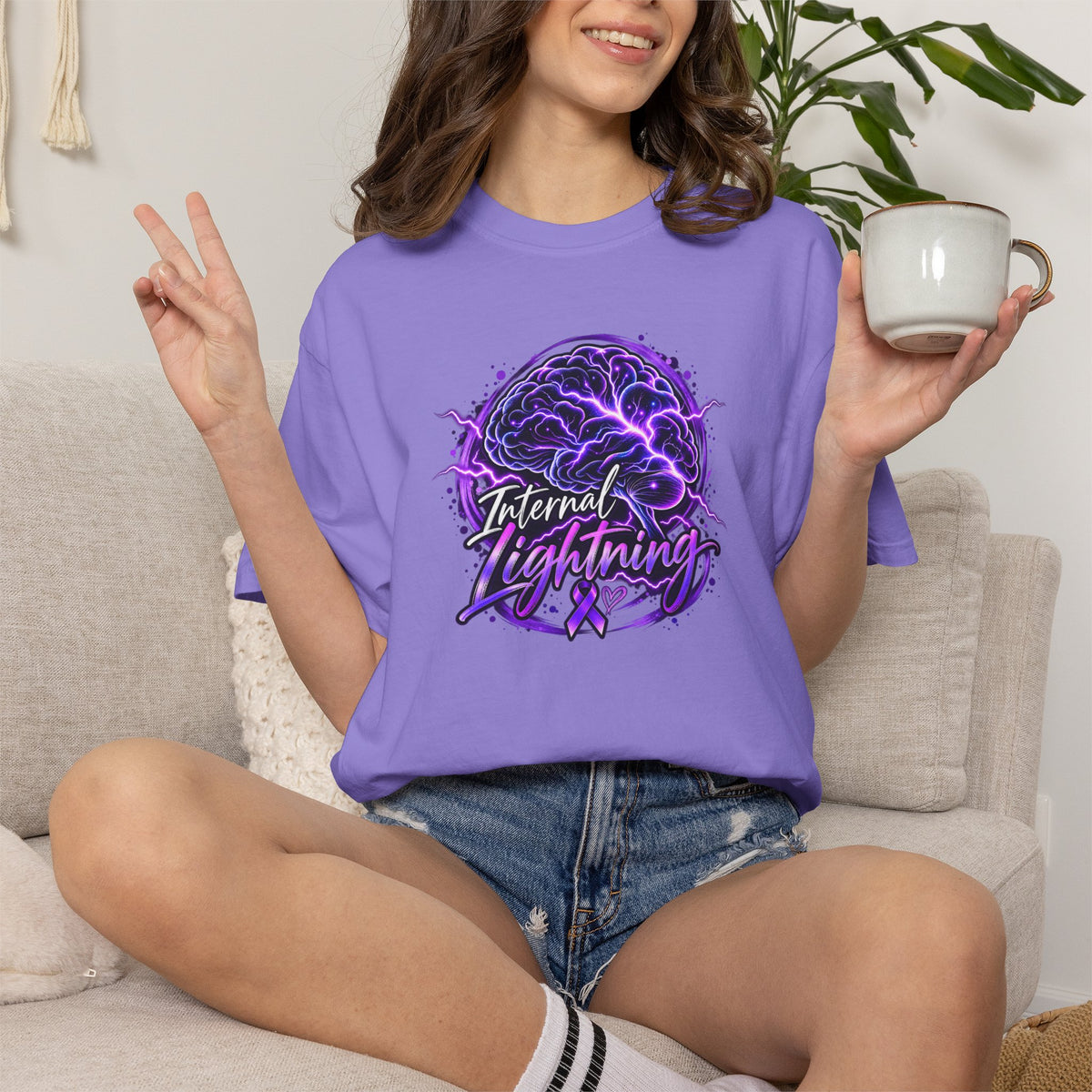 Internal Lightning Epilepsy Awareness Garment-Dyed T-Shirt