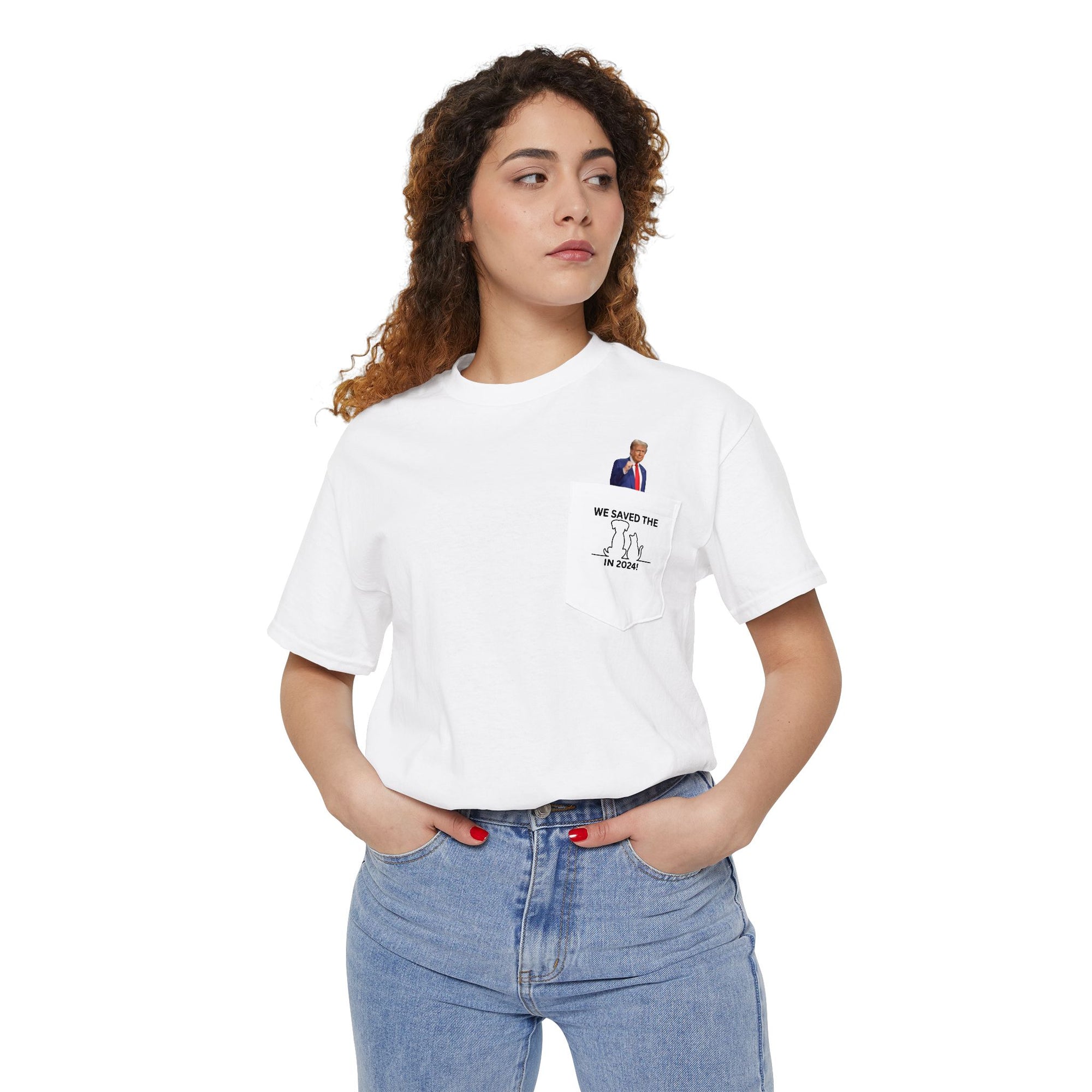 Trump - Saved the Cats & Dogs Unisex Heavy Cotton Pocket Tee