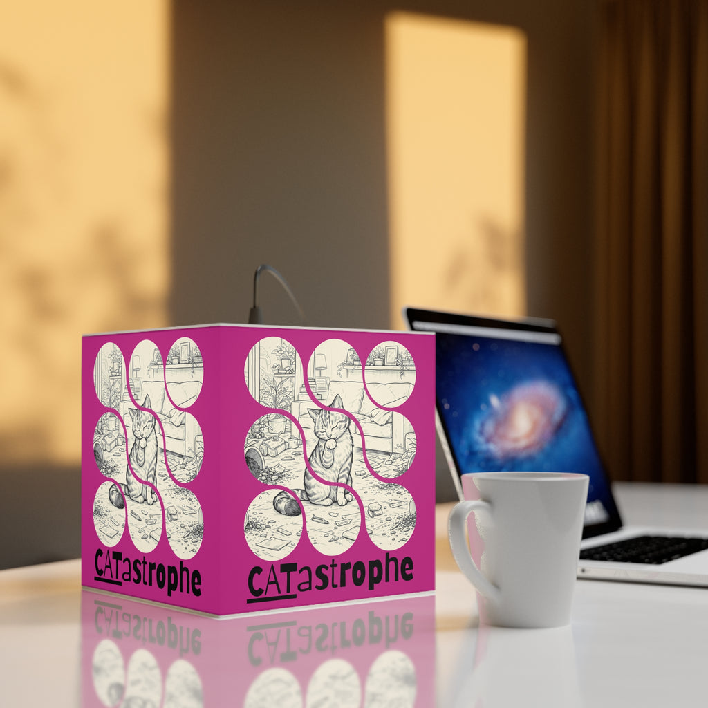 CATastrophe Cat Cube Lamp – Funny Cat Lover Accent Lamp