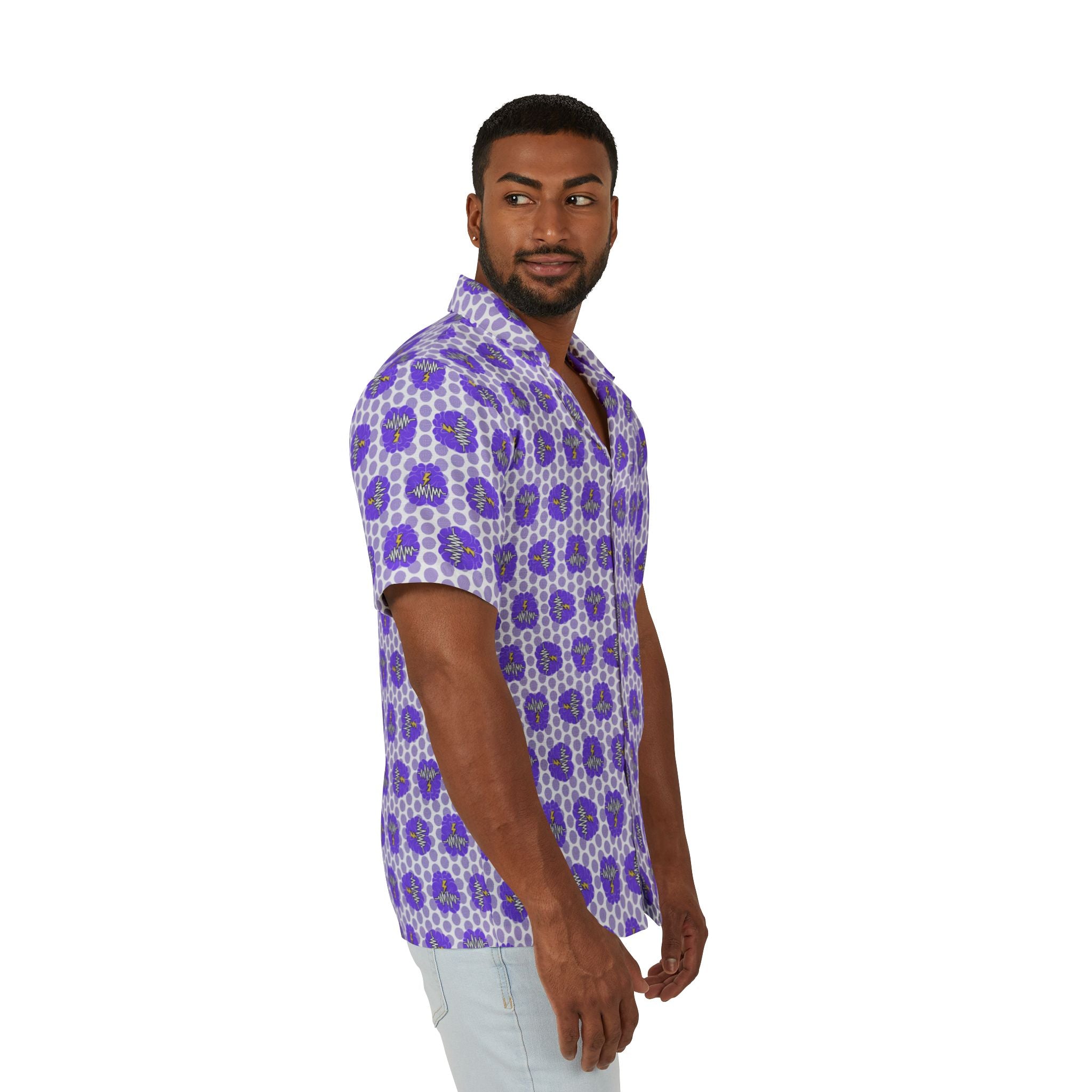Brain Static Beach Club Camp Shirt | Epilepsy Awareness Button-Up