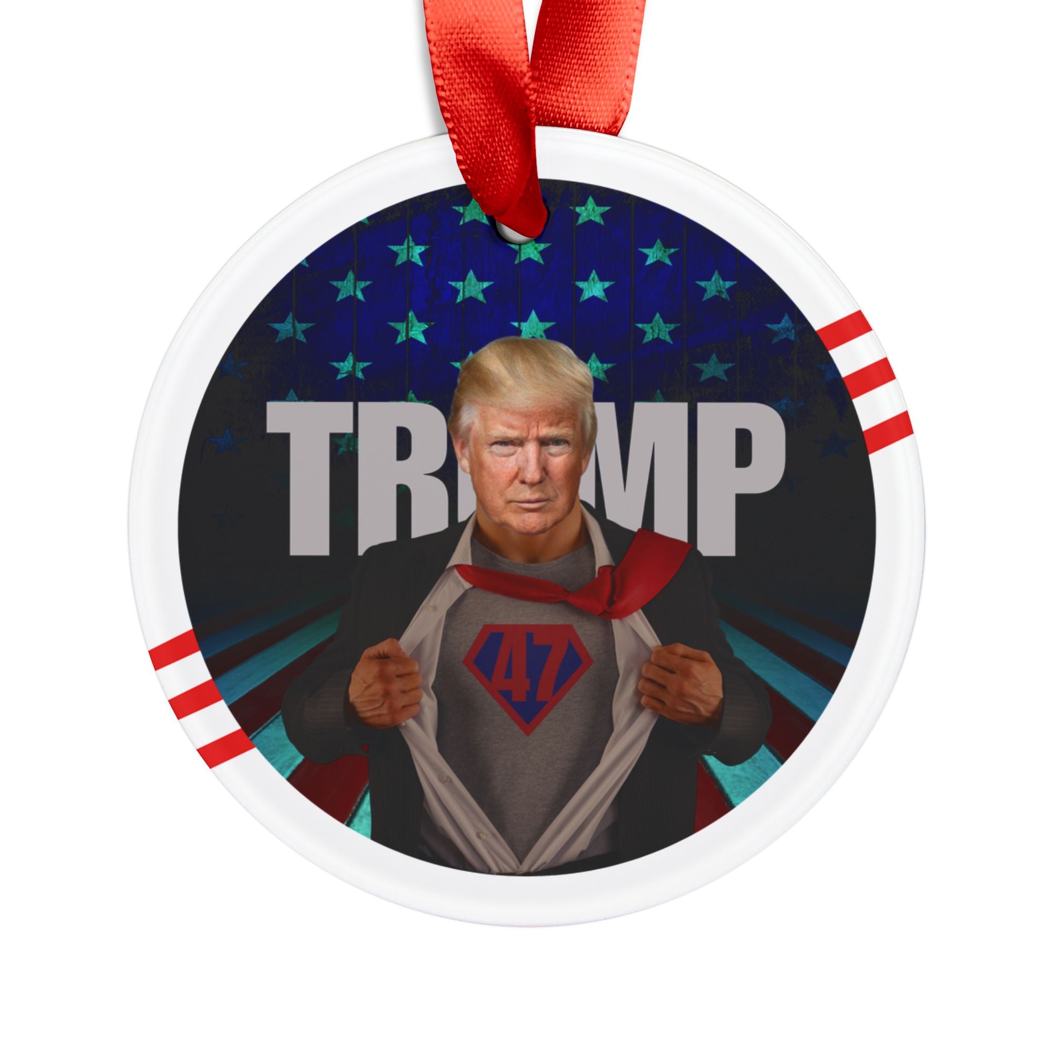 Photo depicting the ​Trump is Back 47 Acrylic Ornament with Ribbon from EpiAl's Shop.