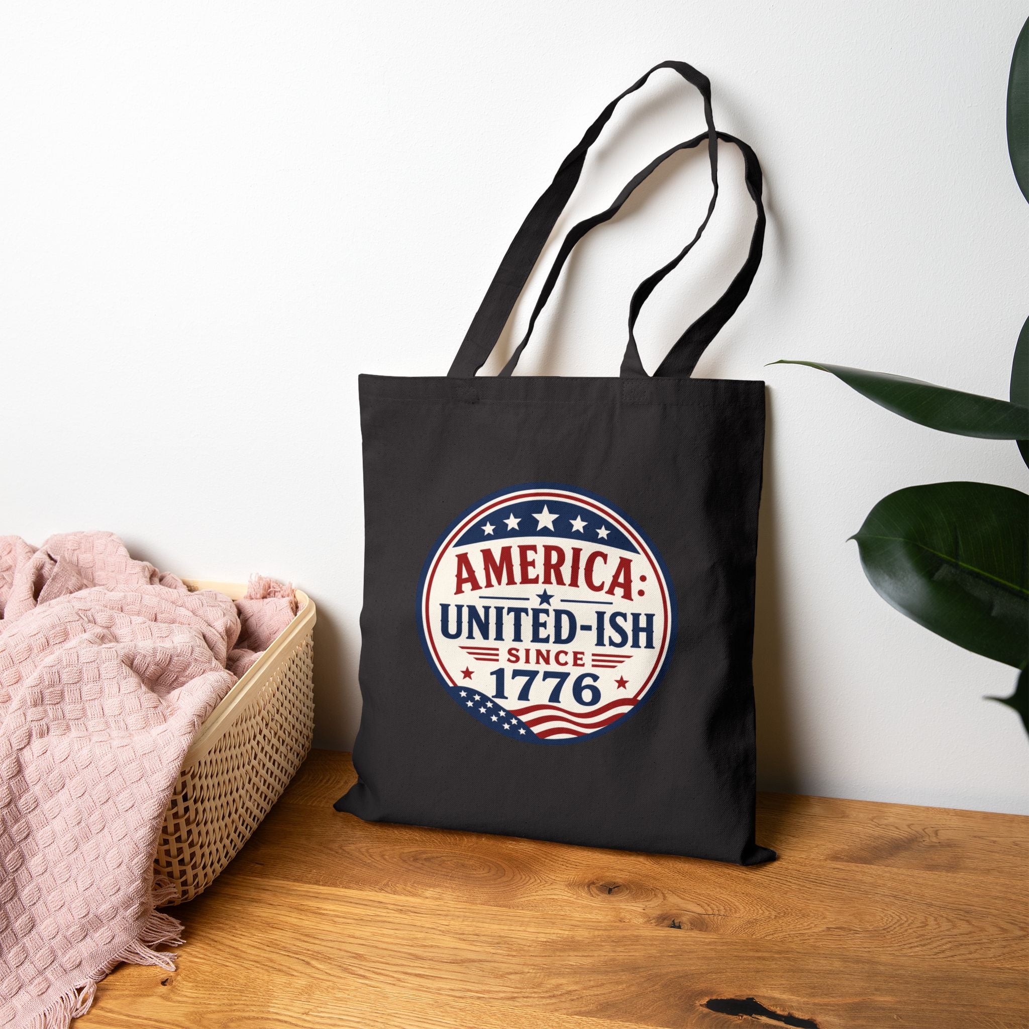 America United-ish Since 1776 Patriotic Canvas Tote Bag | Americana USA Carryall