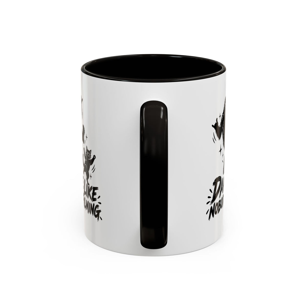 Dance Like Nobody's Filming | Funny Bigfoot & Cat Coffee Mug (11oz/15oz)