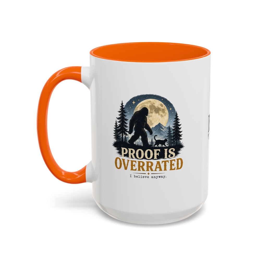 Proof Is Overrated Sasquatch & Black Cat Accent Mug