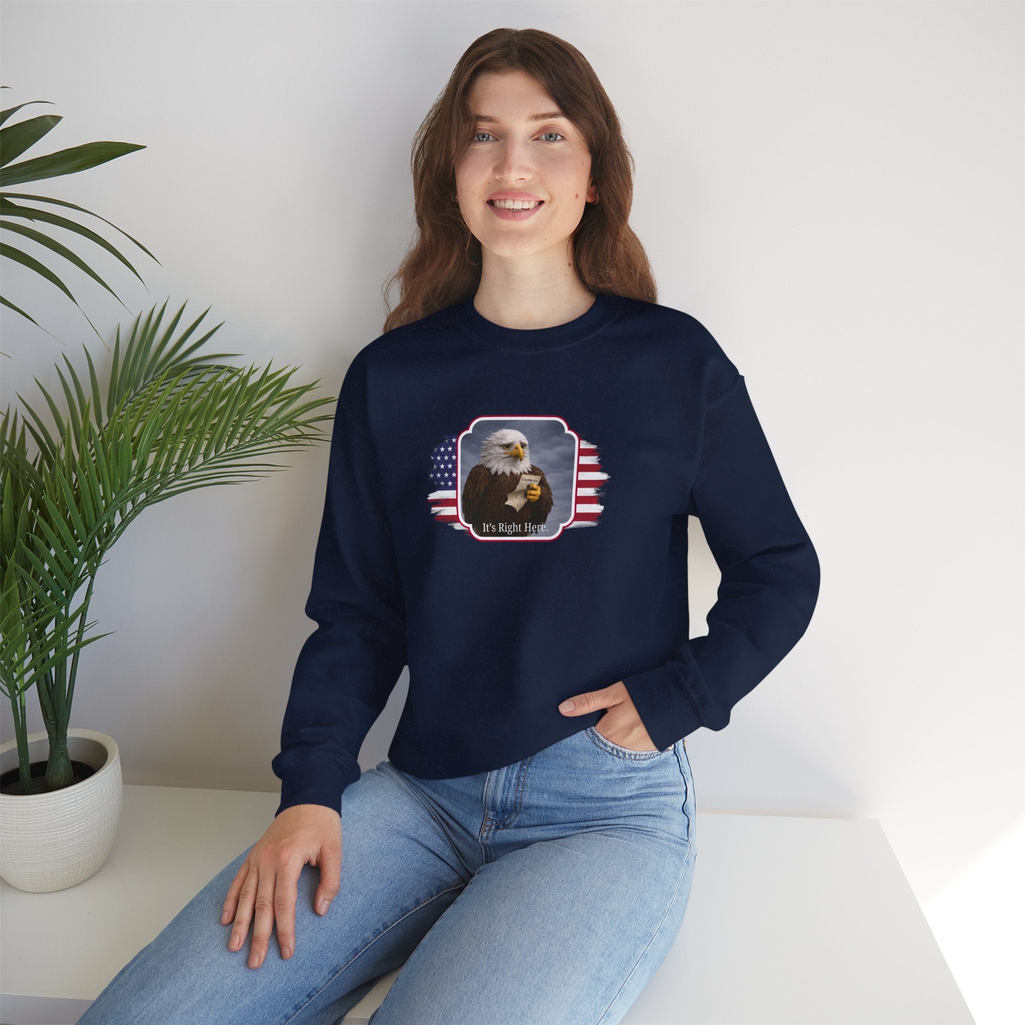 “It’s Right Here” Political Parody Crewneck Sweatshirt