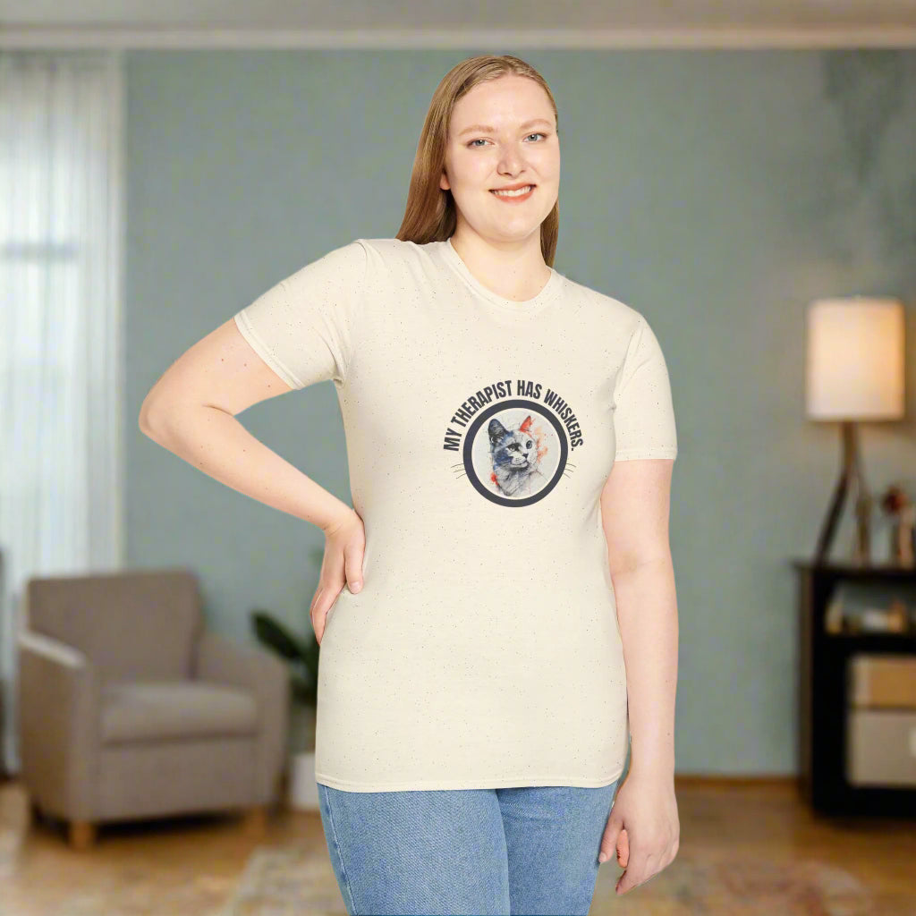 Whimsical Cat Therapy T-Shirt | Cute Pet Lover Tee