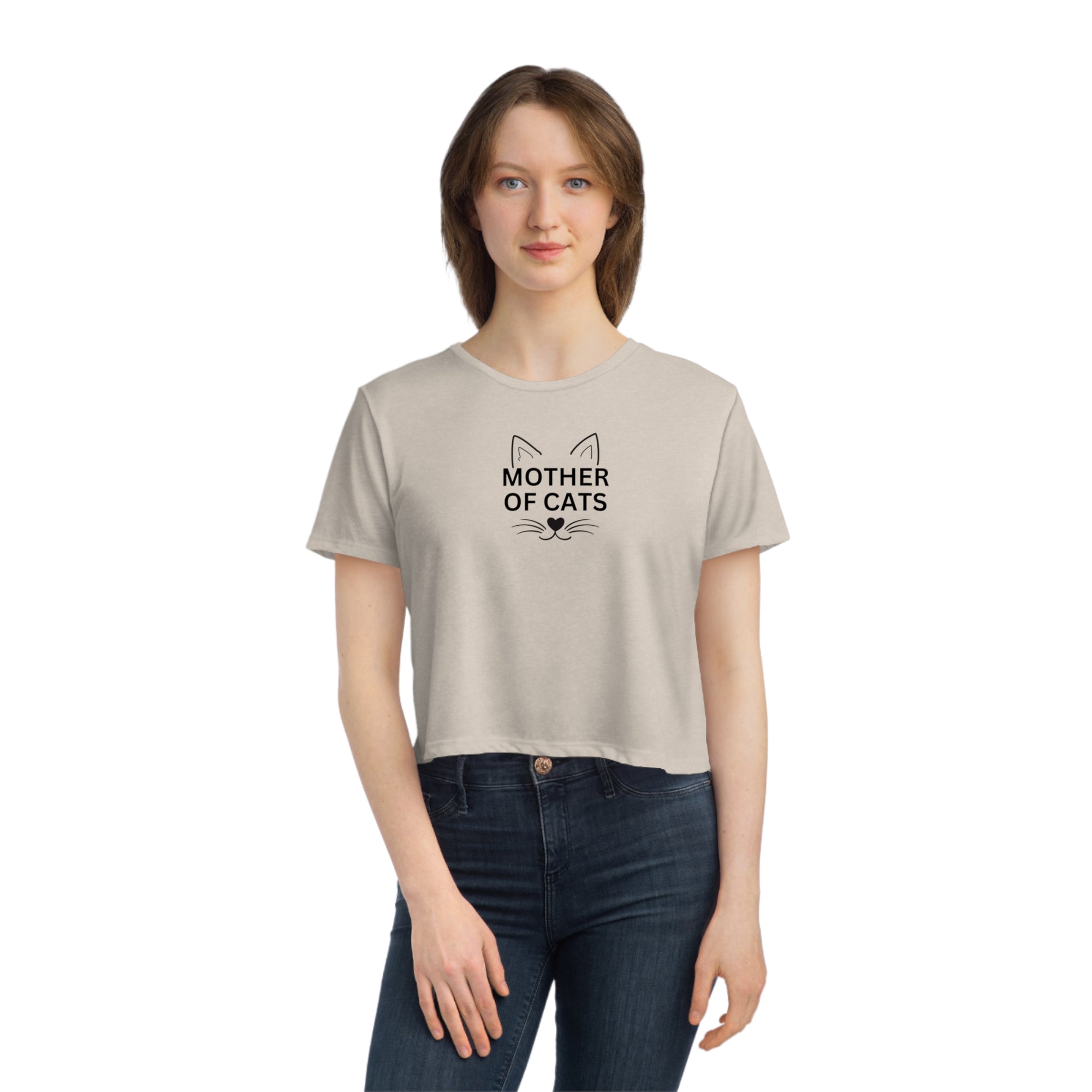 Mother of Cats Women's Flowy Cropped Tee - T - Shirt - Epileptic Al’s Shop