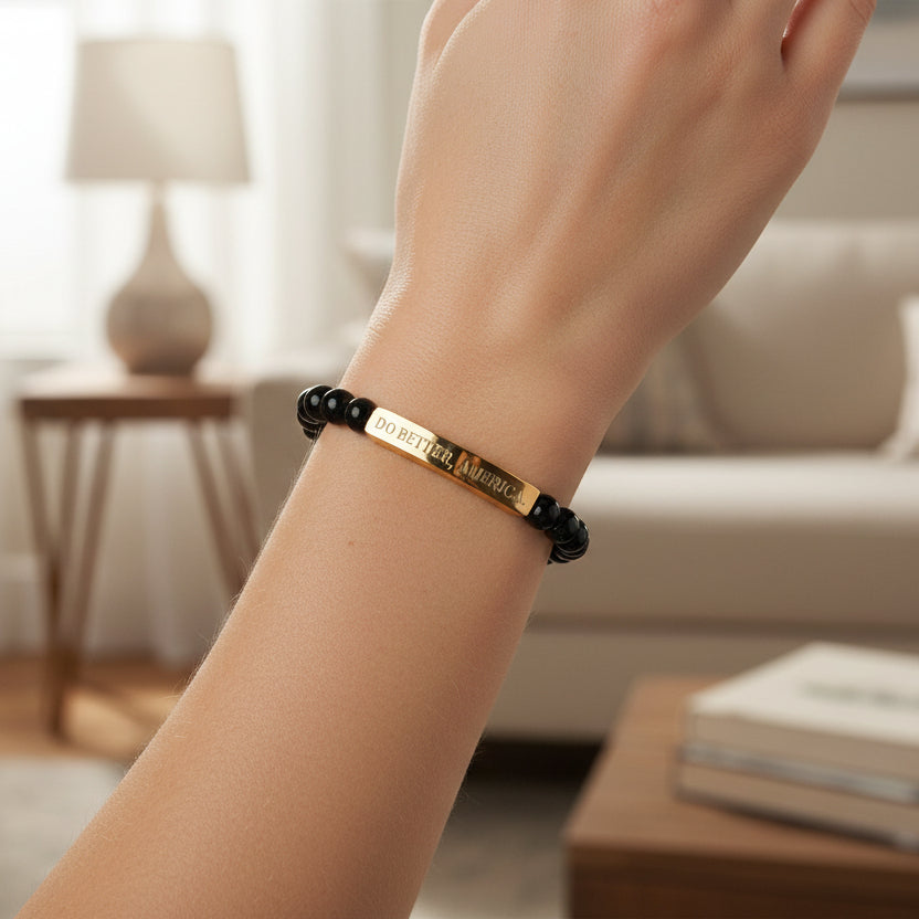 Do Better, America Bracelet – Engraved Stainless Steel Stretch Bracelet