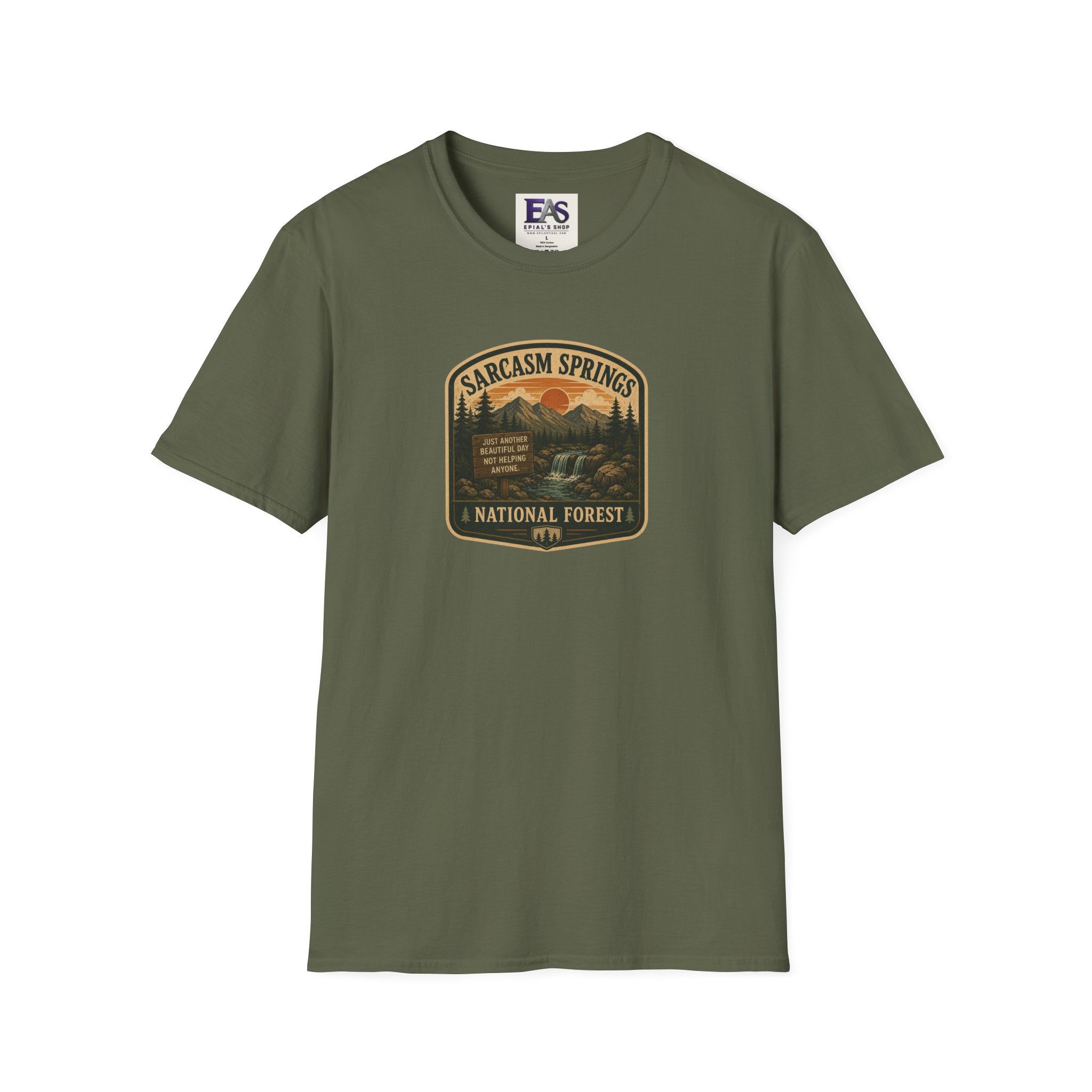 Sarcasm Springs National Forest Unisex T-Shirt | Funny Retro Outdoors Graphic Tee