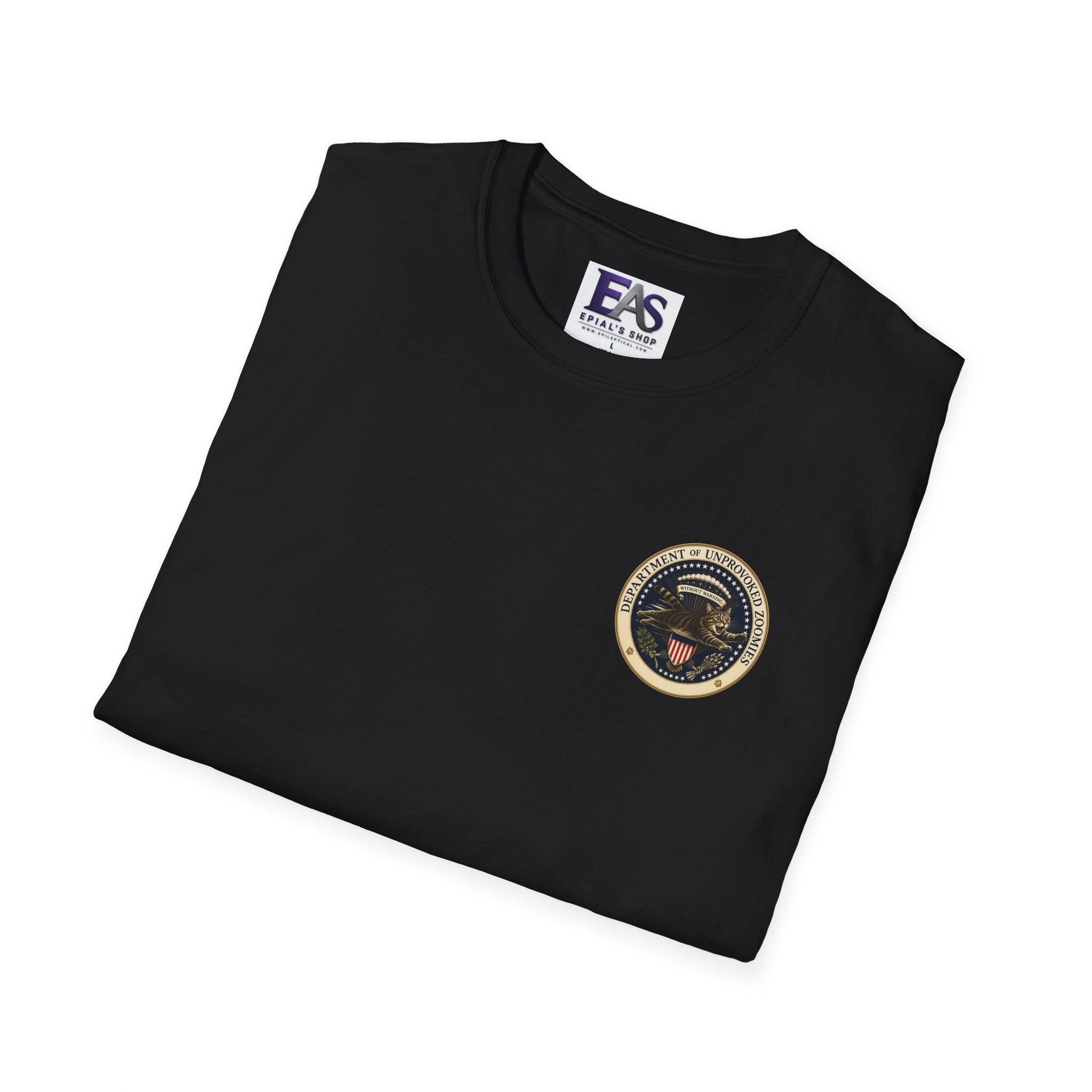 Department of Unprovoked Zoomies Cat T-Shirt | Faux Government Seal Tee