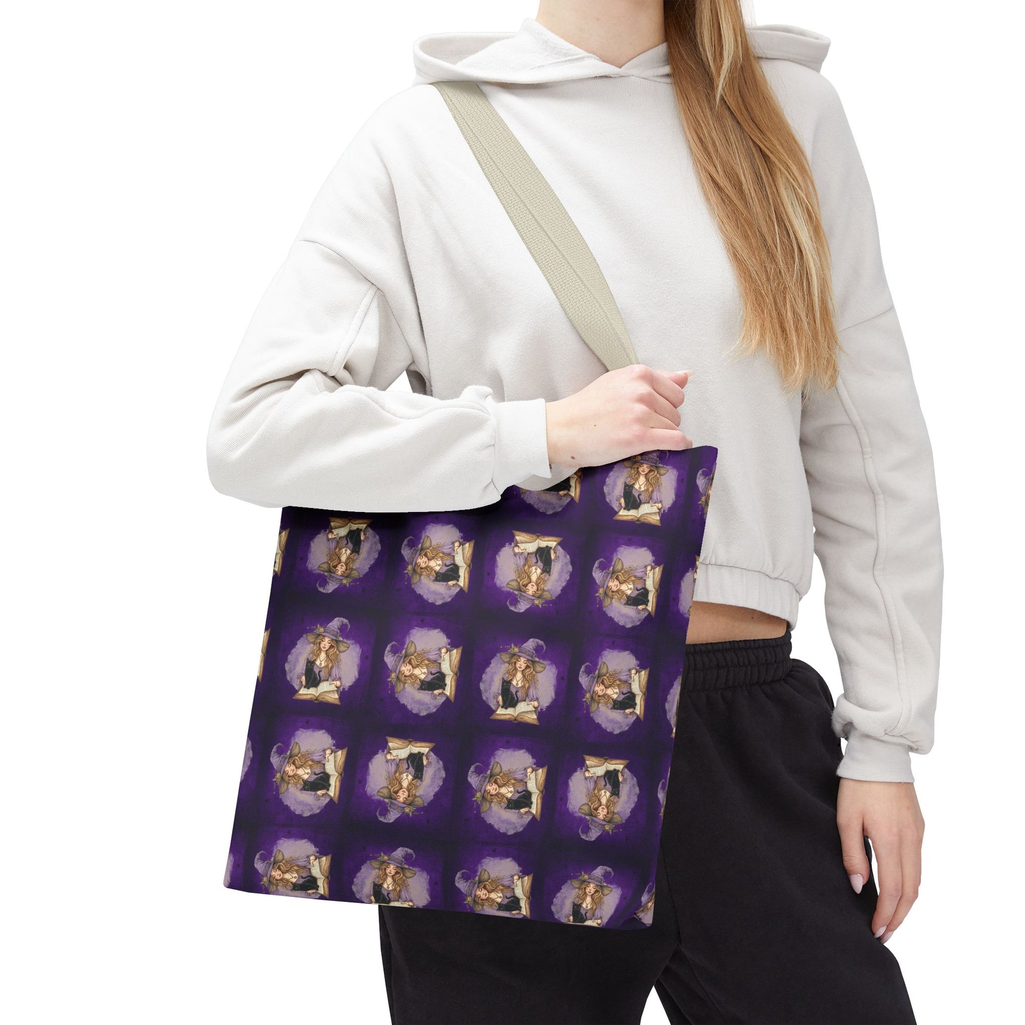 Vibrant Witchy Cat Lady Tote Bag