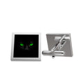 Black Cat Green Eyes Cufflinks | Gold or Silver Square Cufflinks