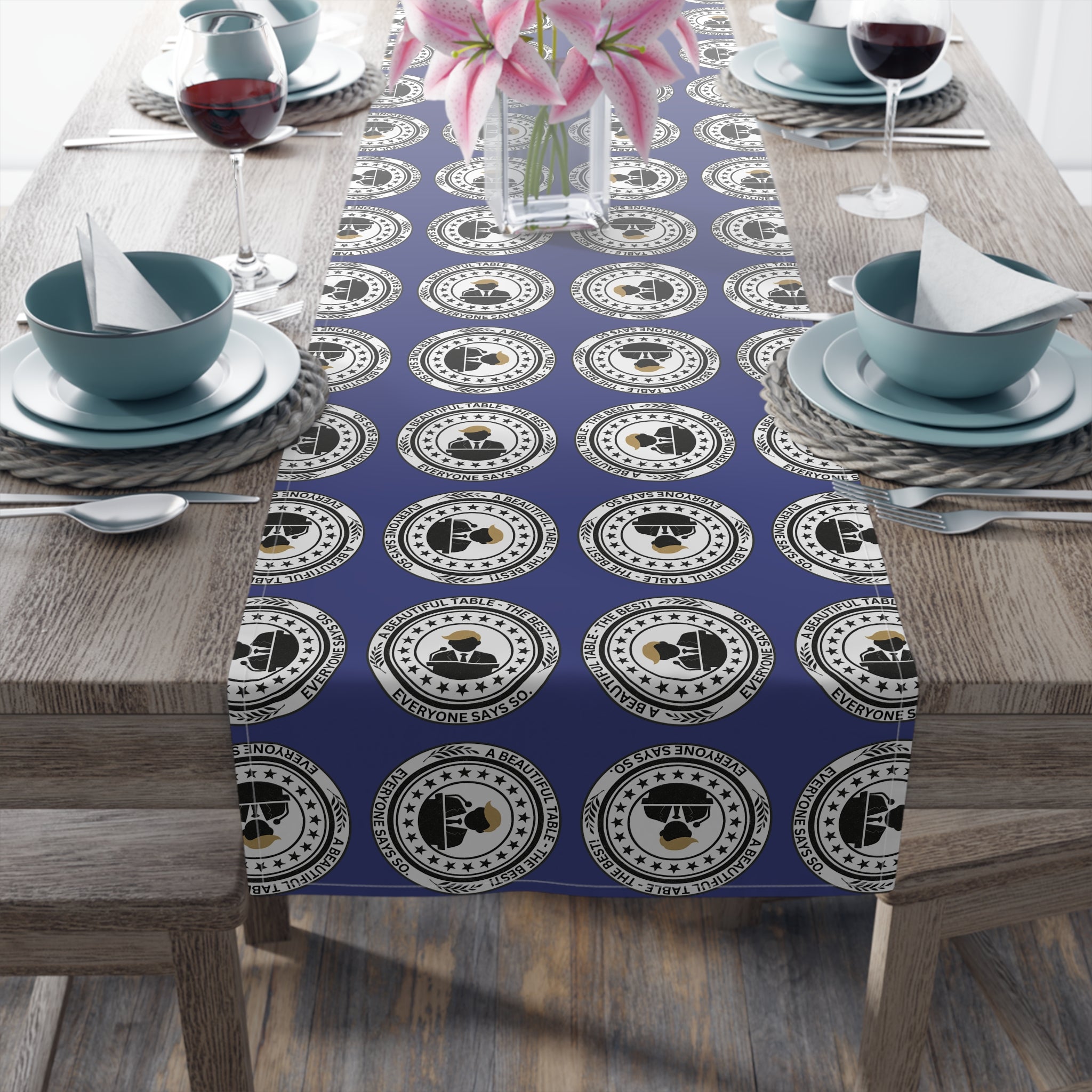 A Beautiful Table Table Runner – Faux Official Parody Seal Pattern
