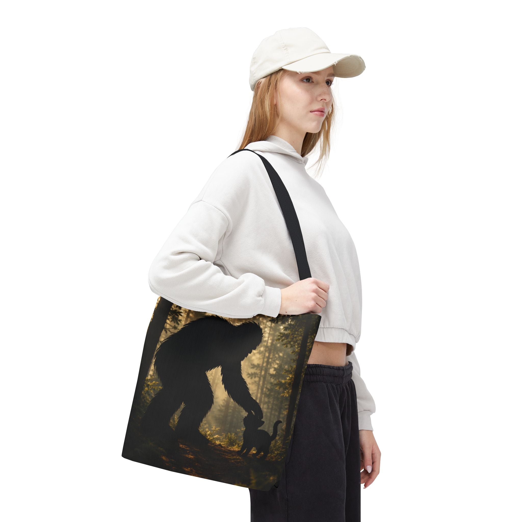 The Cat Saw It, Too Bigfoot & Cat Tote Bag