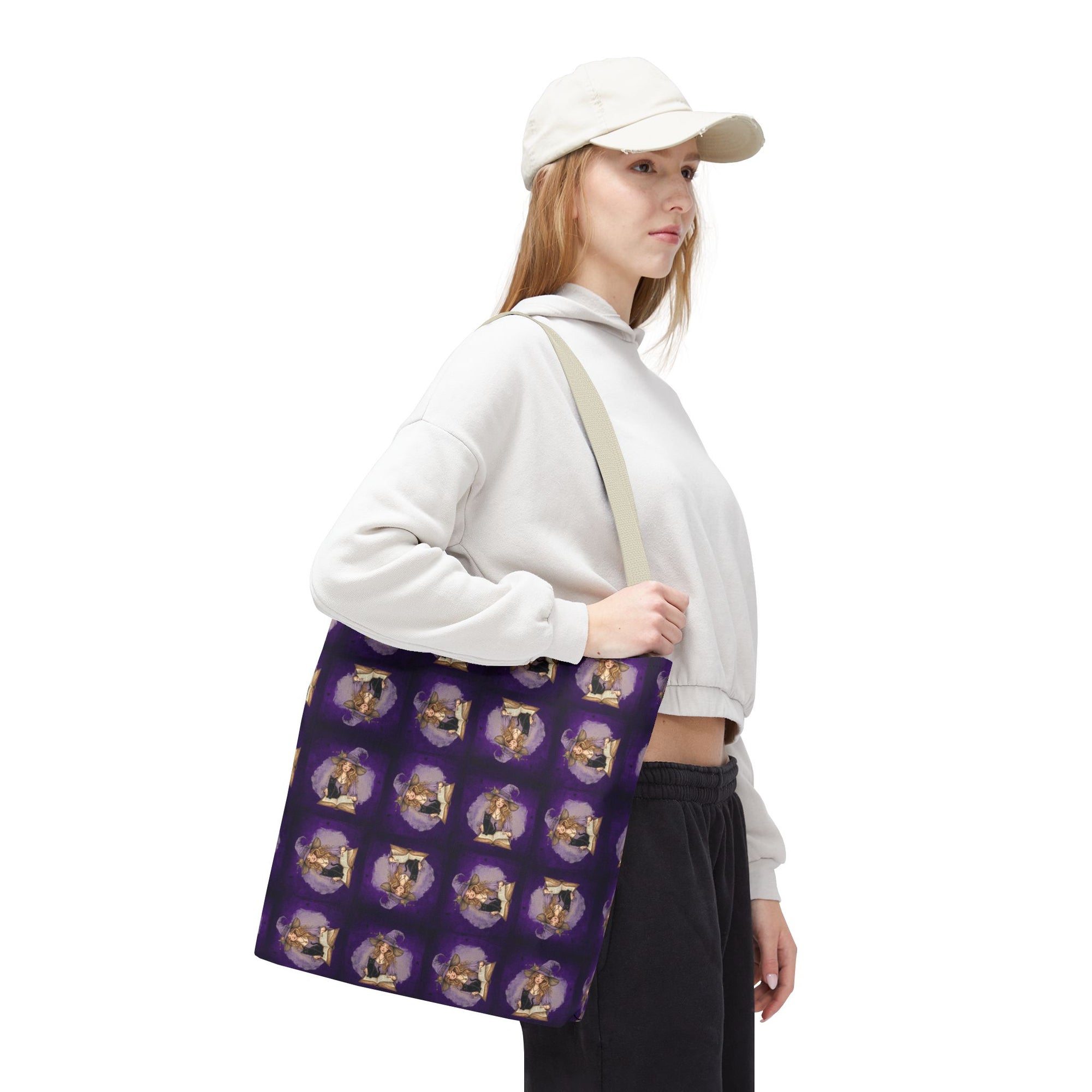 Vibrant Witchy Cat Lady Tote Bag