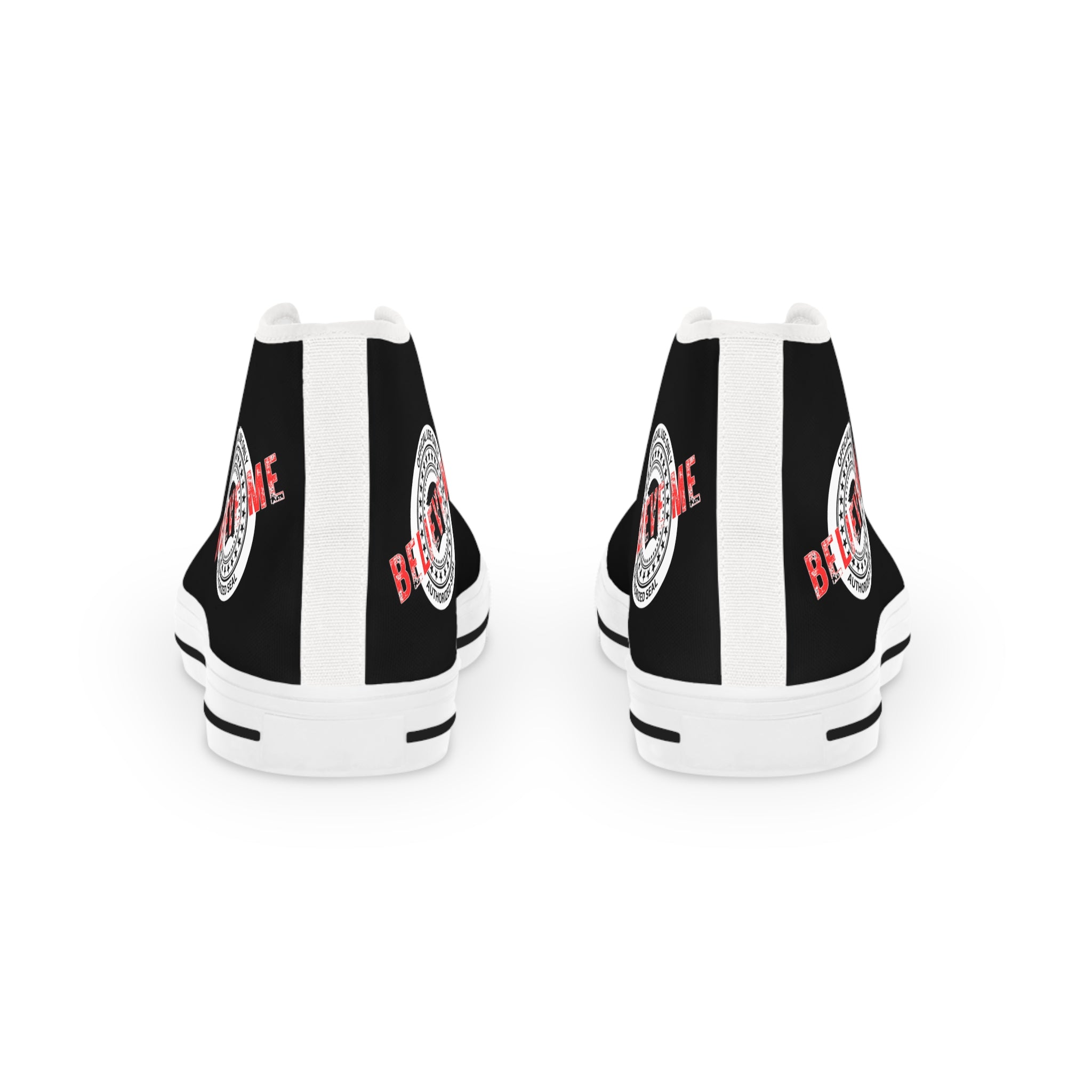 Believe Me Men’s High-Top Sneakers – Political Parody Statement Shoes