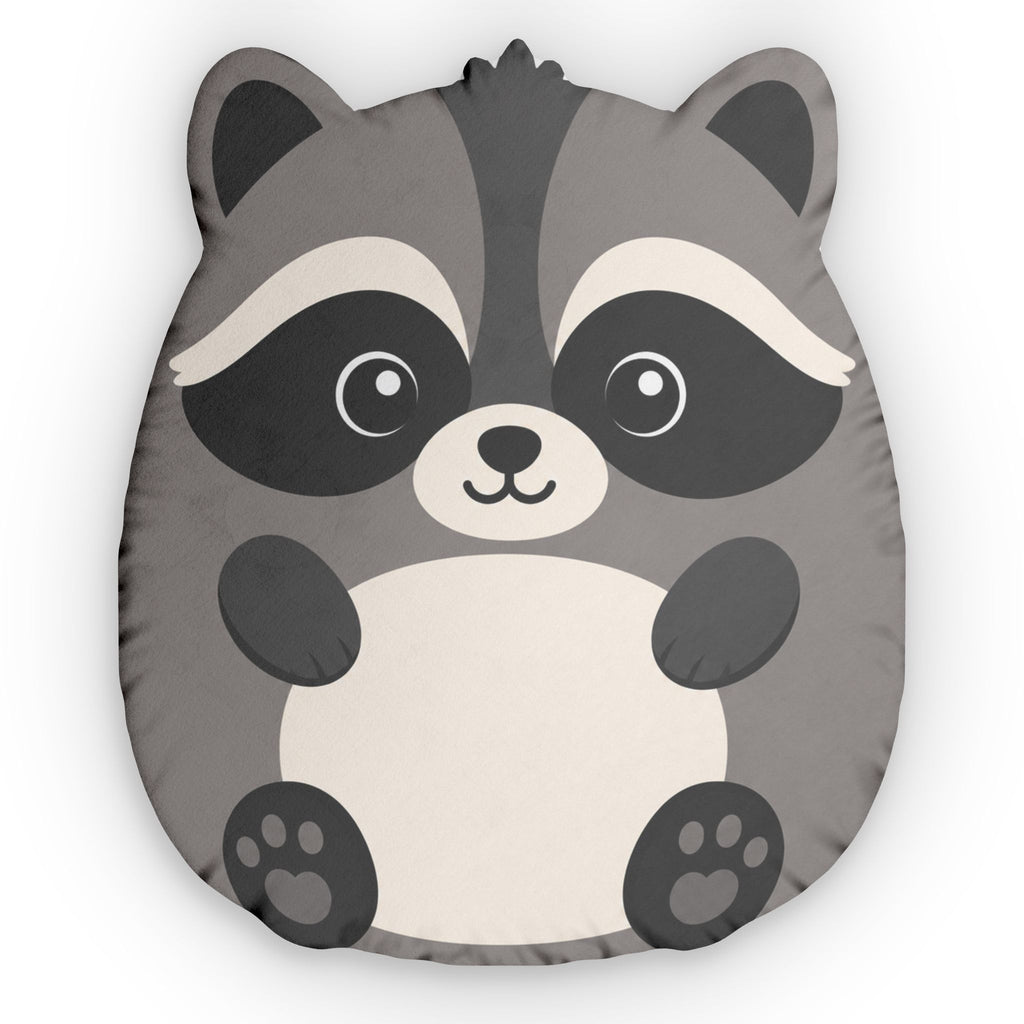 Stubby Woodland Raccoon Shaped Pillow | Kids Double-Sided Plush Cushion