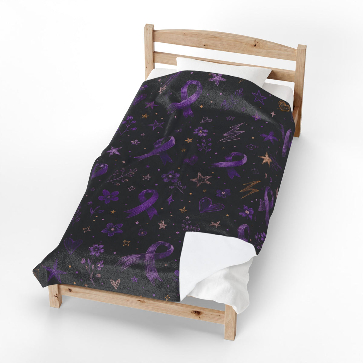 Purple Epilepsy Awareness Ribbon Velveteen Plush Blanket