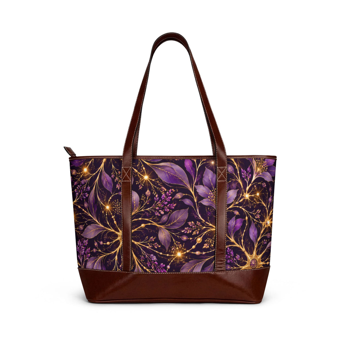 Beautifully Miswired Purple & Gold Neuron Floral Tote Bag | Epilepsy Awareness Handbag