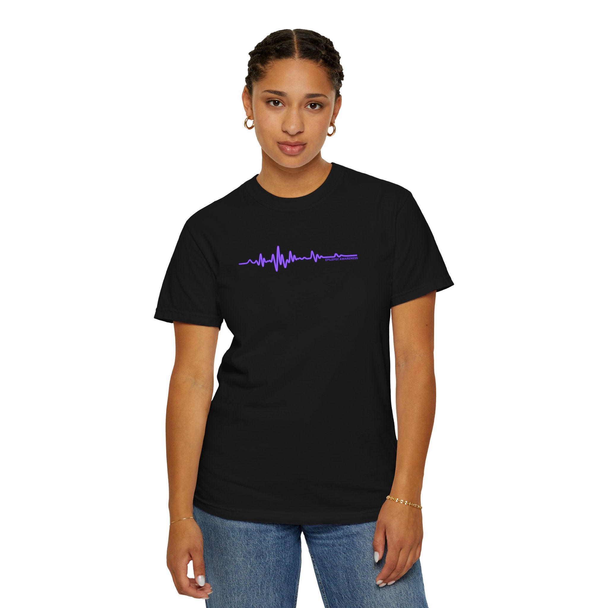 Minimalist Epilepsy Awareness EEG Wave Unisex T-Shirt – Purple Line Design