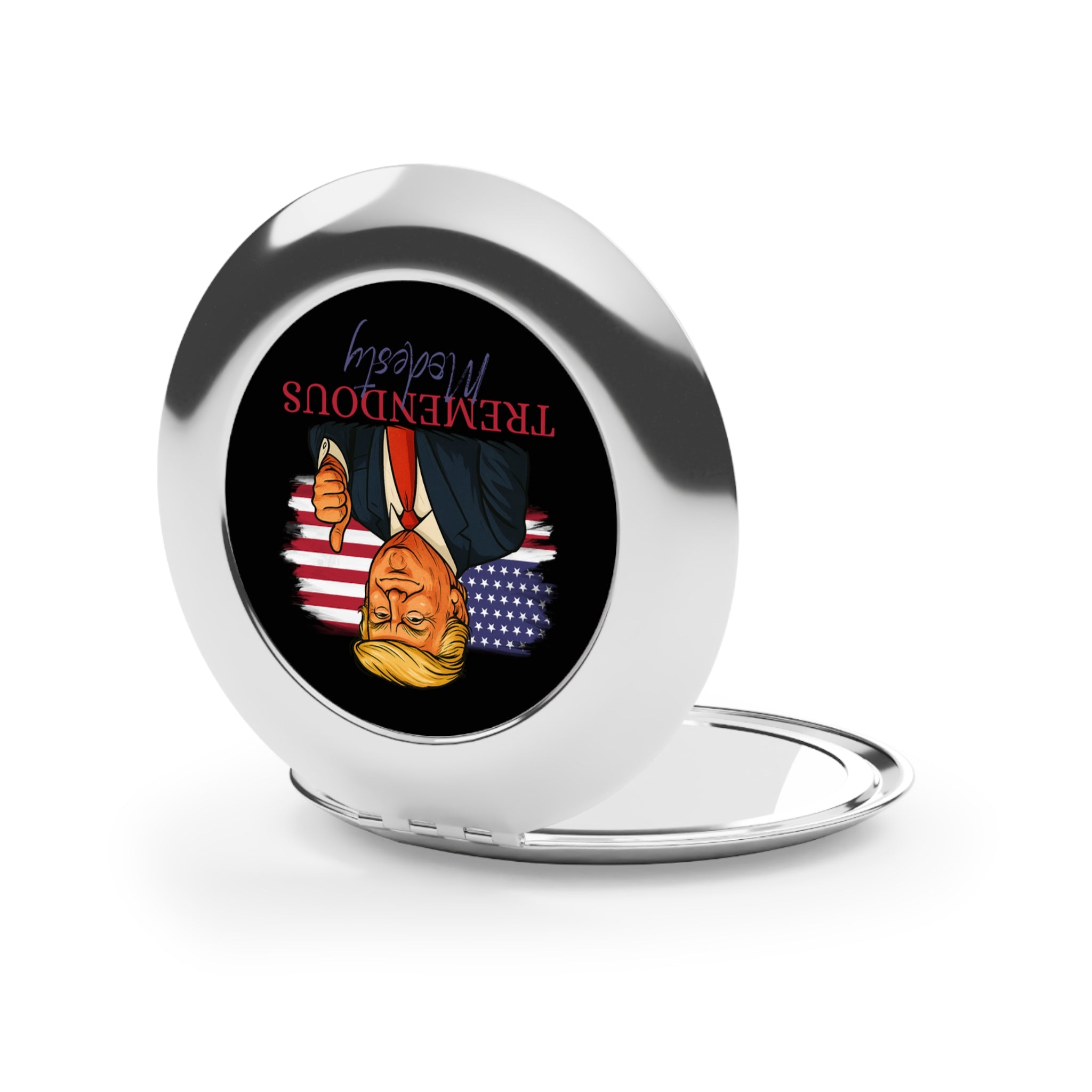 Tremendous Modesty Silver Compact Mirror – Political Parody