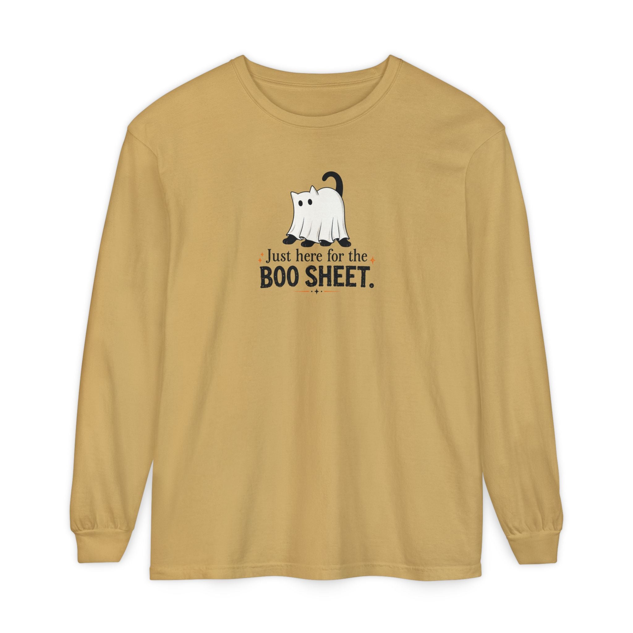 Just Here for the Boo Sheet Halloween Cat Long Sleeve Shirt