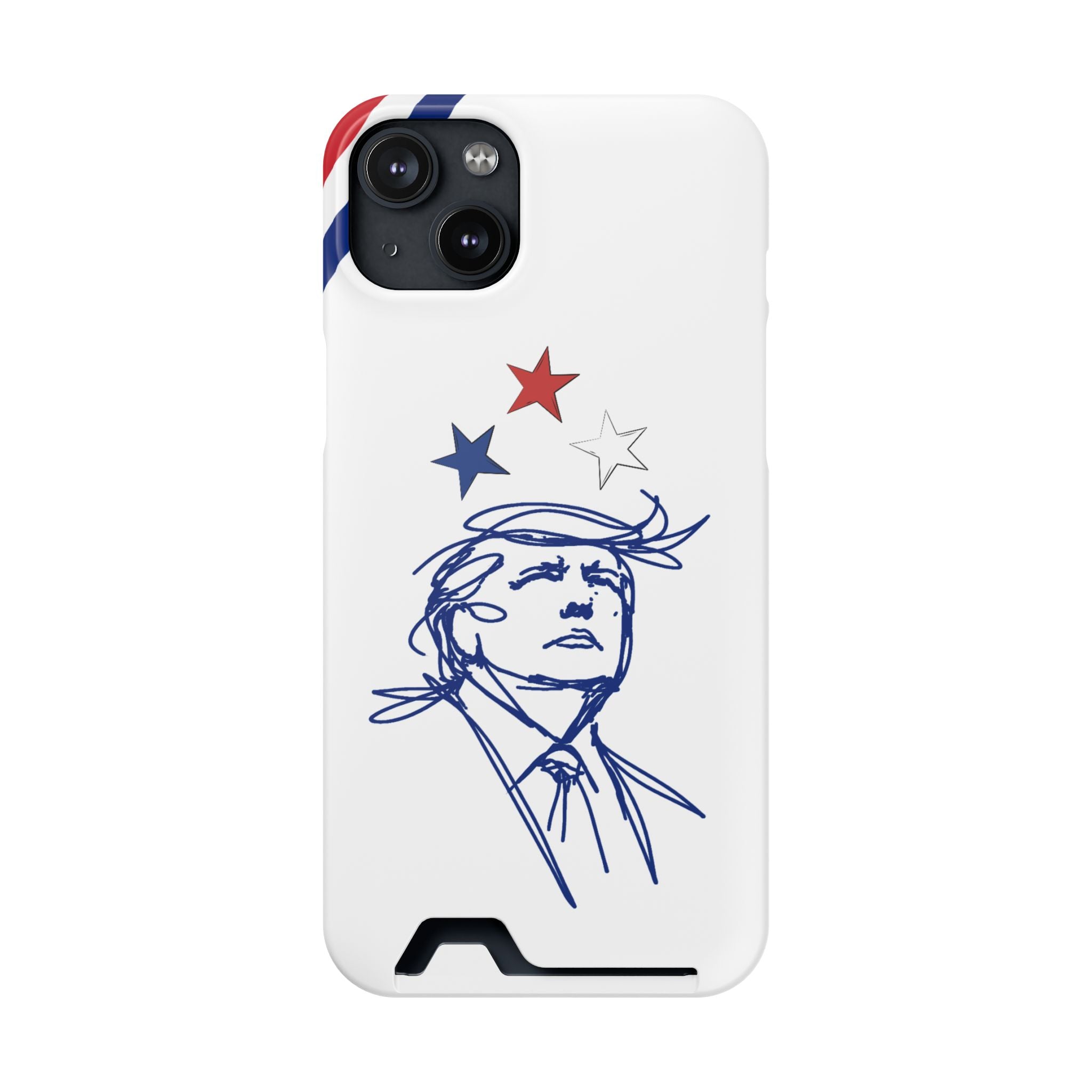 Swoop Guy iPhone Case – Minimal Line Portrait Patriotic Design, Slim Protective Case with Card Slot
