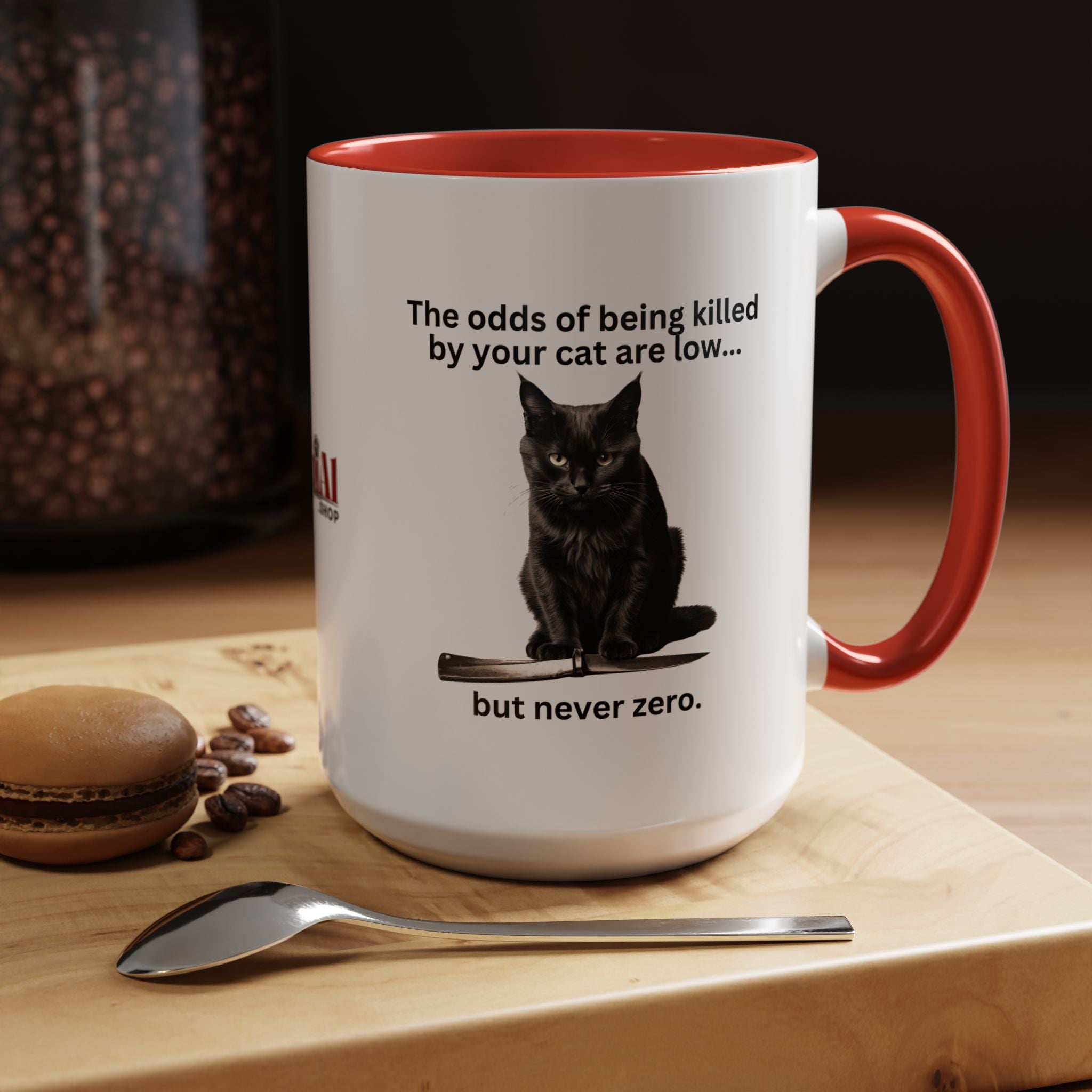 Photo depicting the ​Killer Cat Odds Accent Coffee Mug (11, 15oz) from EpiAl's Shop.