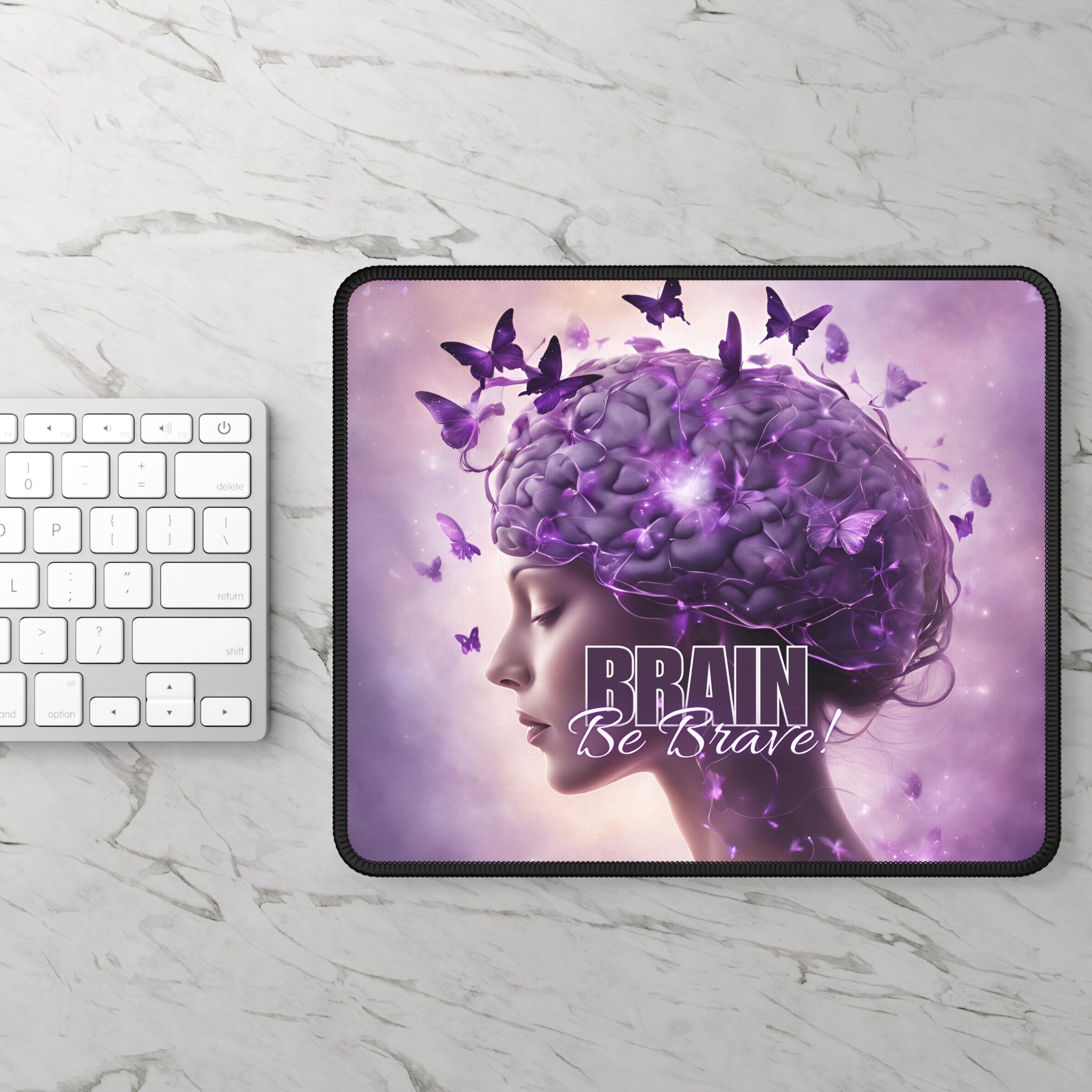 Photo depicting the ​Purple Brain Be Brave Gaming Mouse Pad from EpiAl's Shop.
