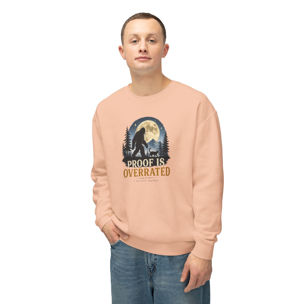 Proof Is Overrated Sasquatch & Cat Crewneck Sweatshirt