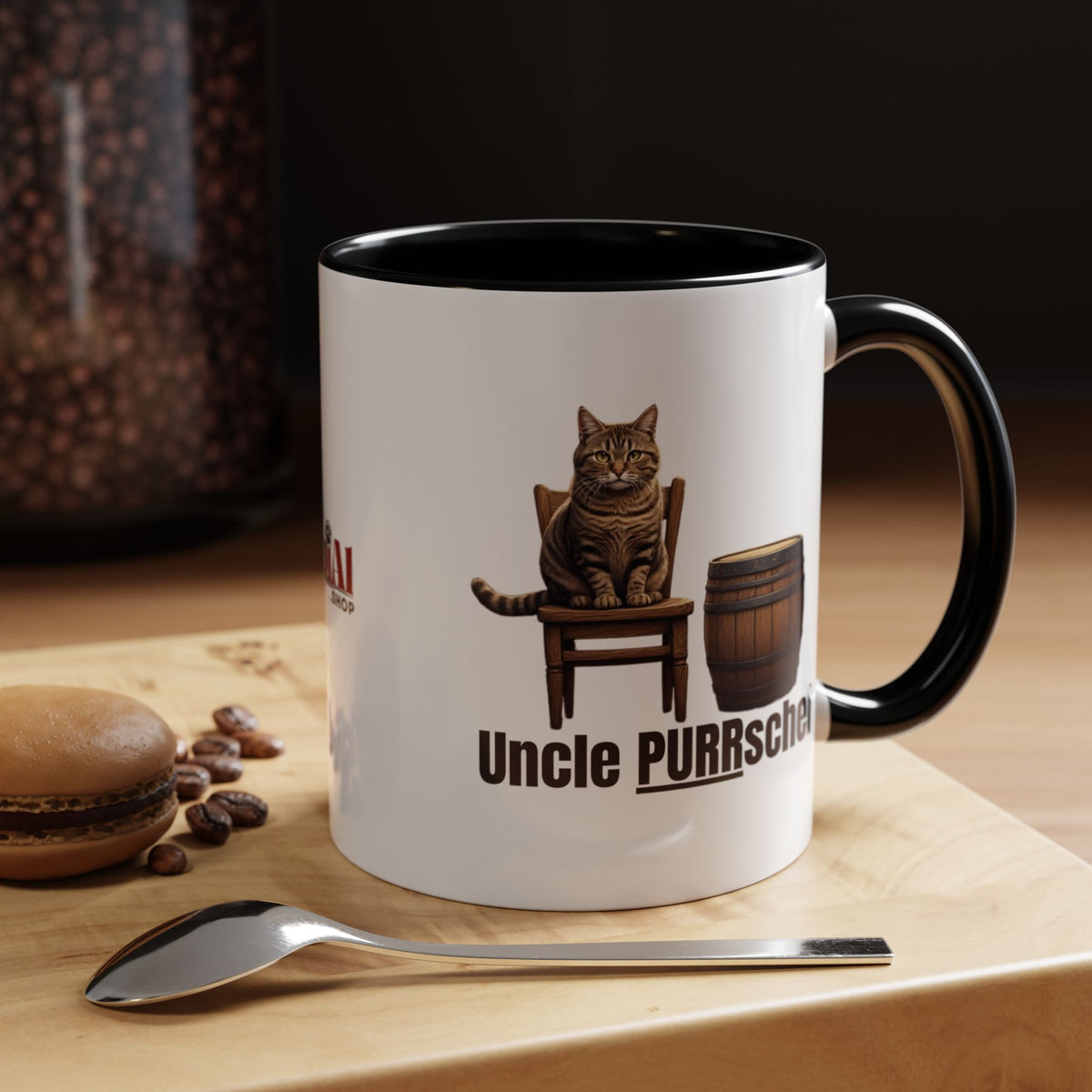 Humorous Uncle Purrschel Cat Accent Coffee Mug
