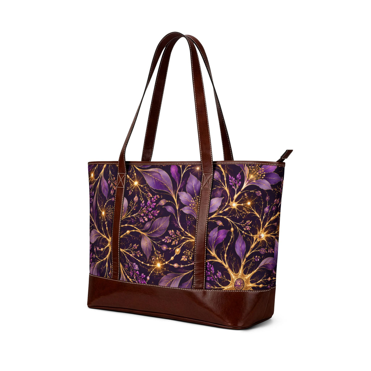 Beautifully Miswired Purple & Gold Neuron Floral Tote Bag | Epilepsy Awareness Handbag