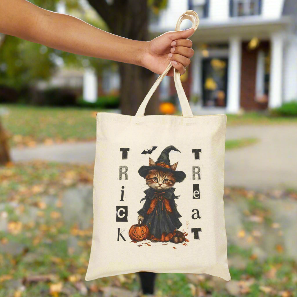 Halloween Cat Trick or Treat Tote Bag