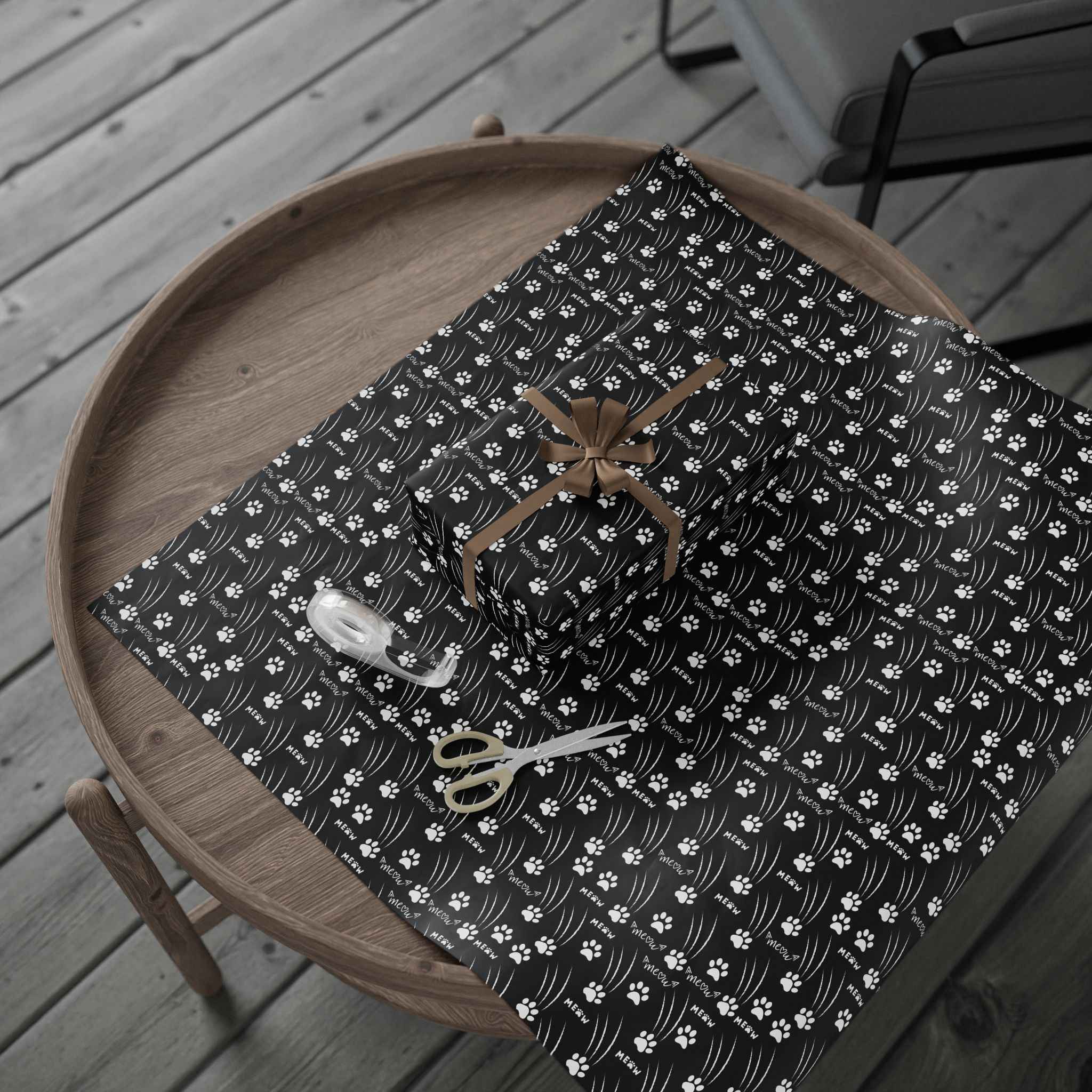 Cat Paw Scratch Gift Wrap – Black & White