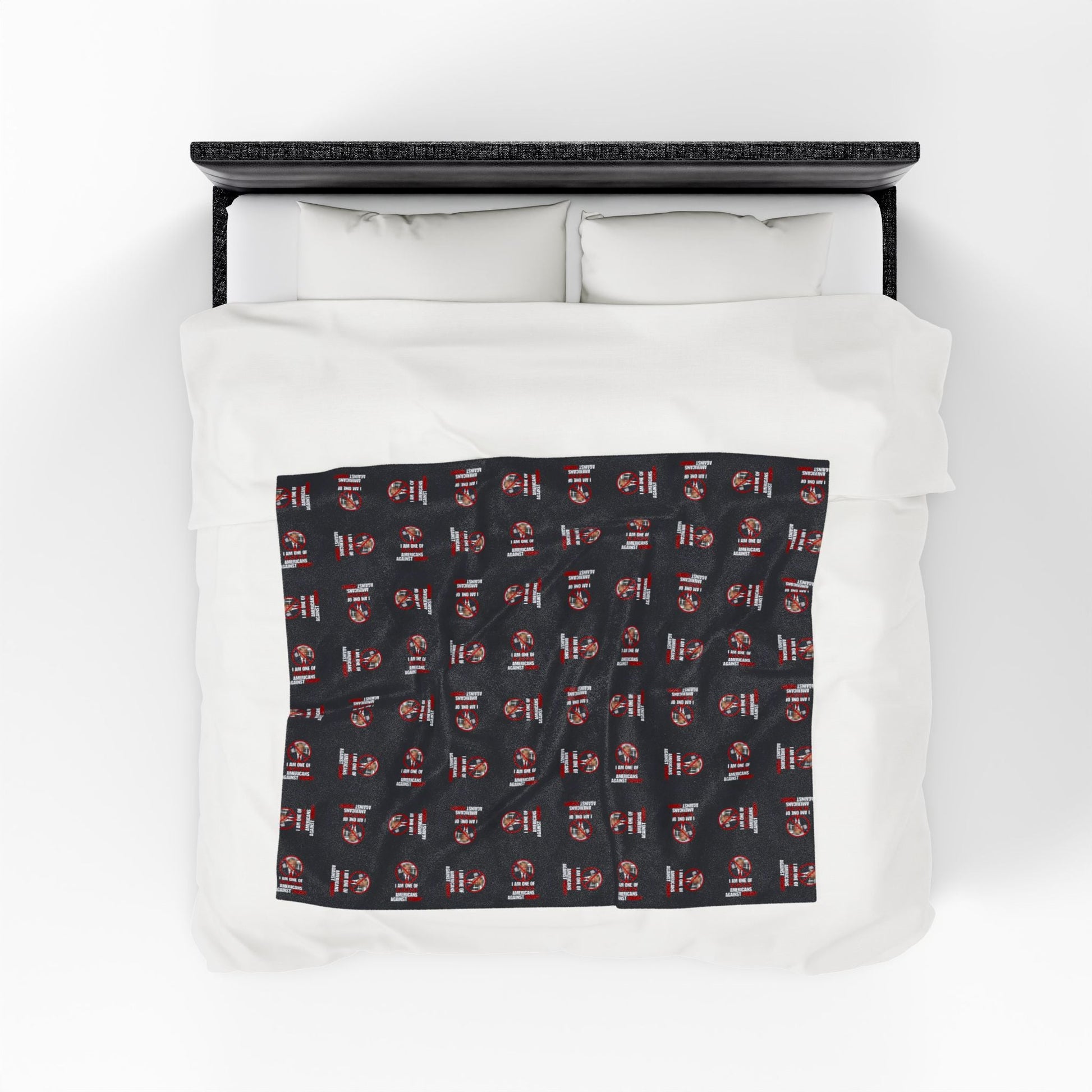 Cozy Velveteen Plush Blanket – Americans Against Trump Design Printify