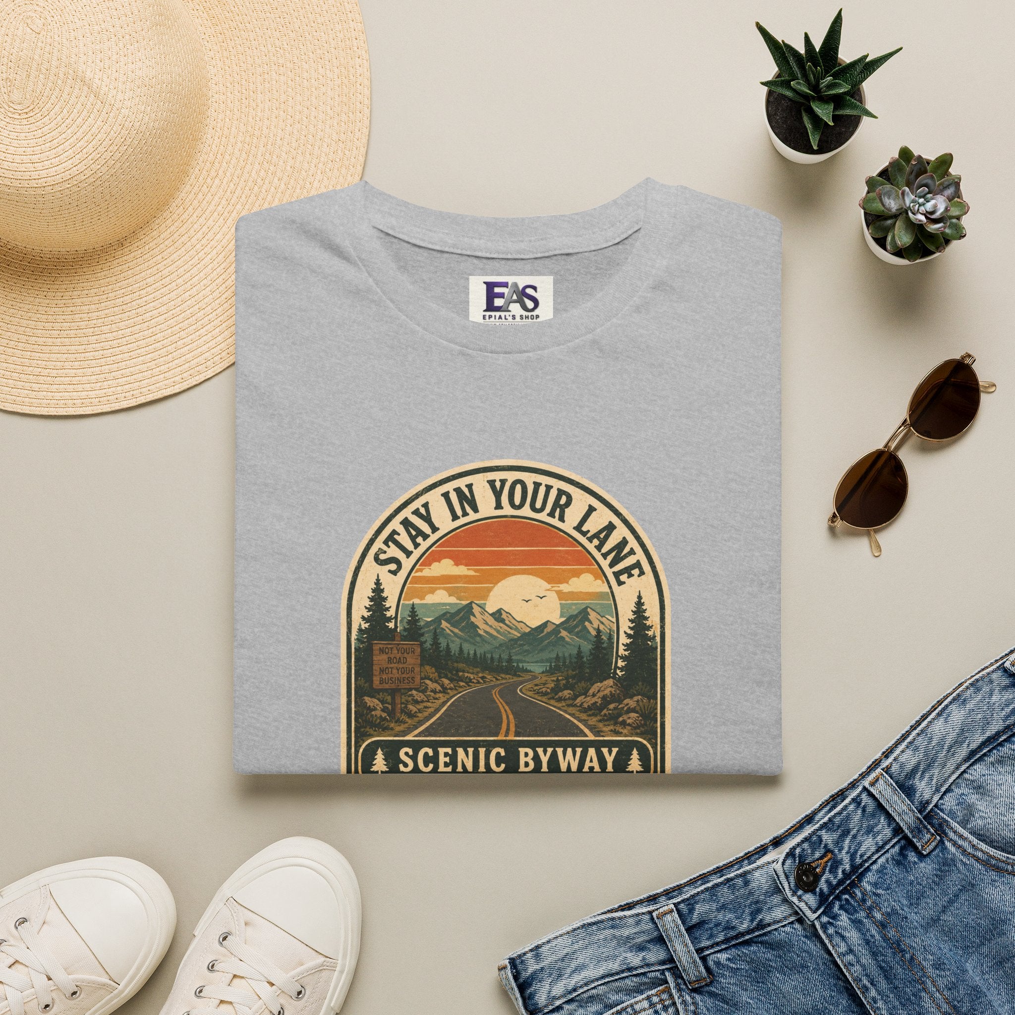 Stay in Your Lane Scenic Byway Unisex T-Shirt | Retro Road Trip Graphic Tee