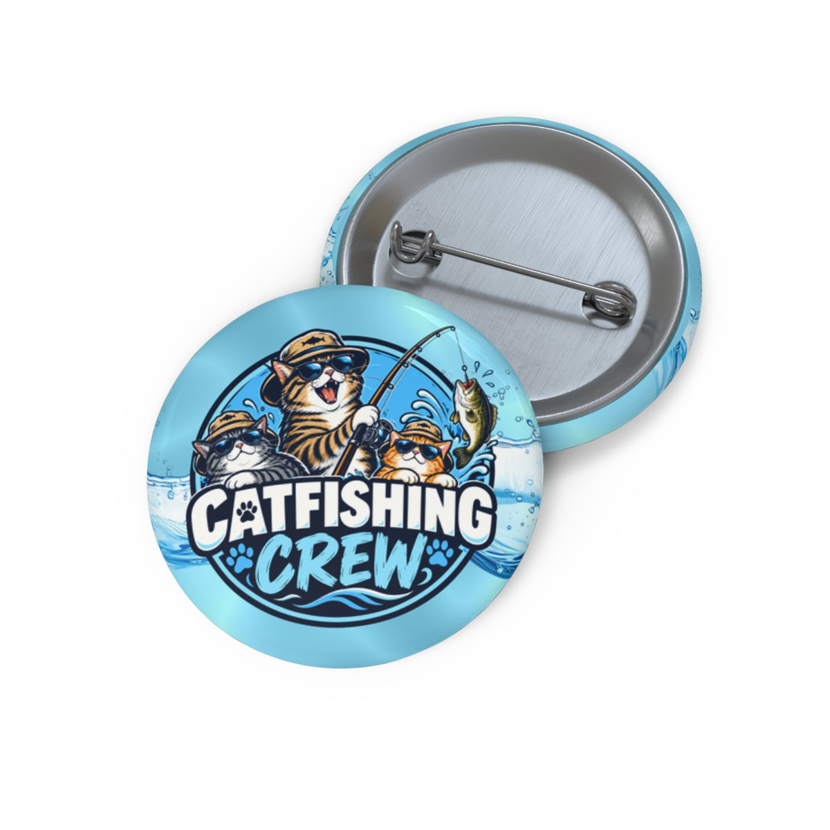 Catfishing Crew Pin Button | Funny Fishing Cat Pin