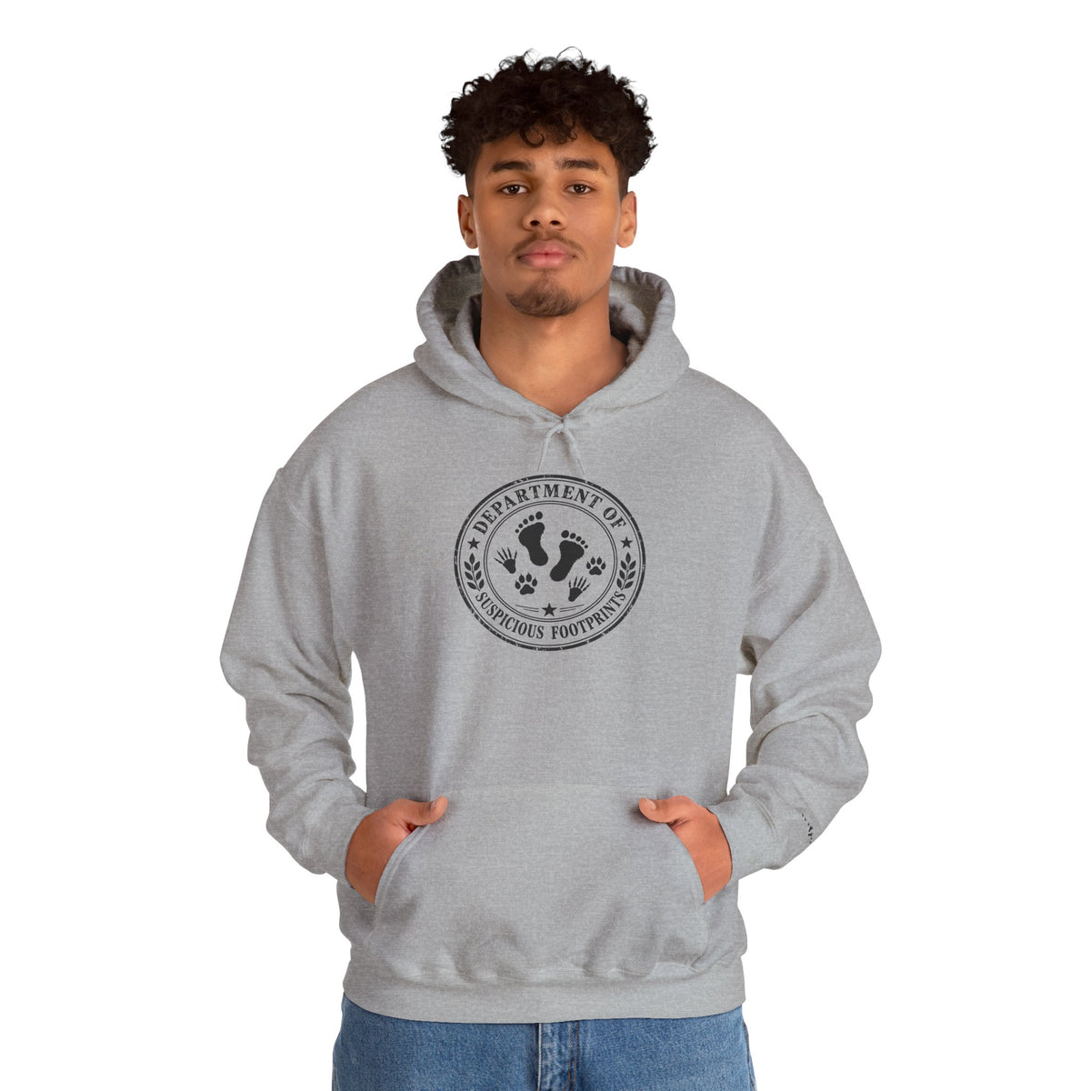 Department of Suspicious Footprints Hoodie | Bigfoot, Raccoon & Cat Cryptid Sweatshirt