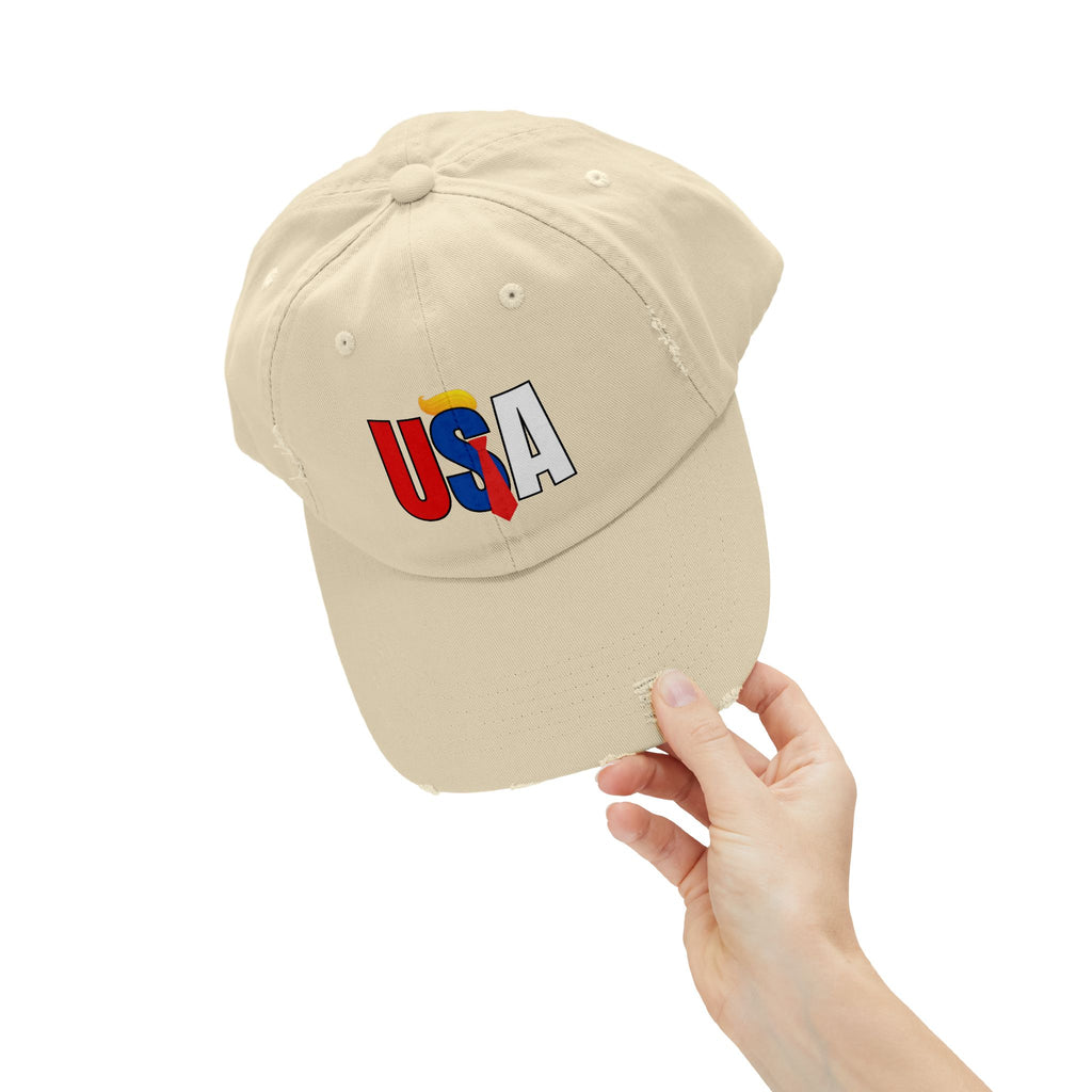 Unisex Trendy Distressed USA Cap