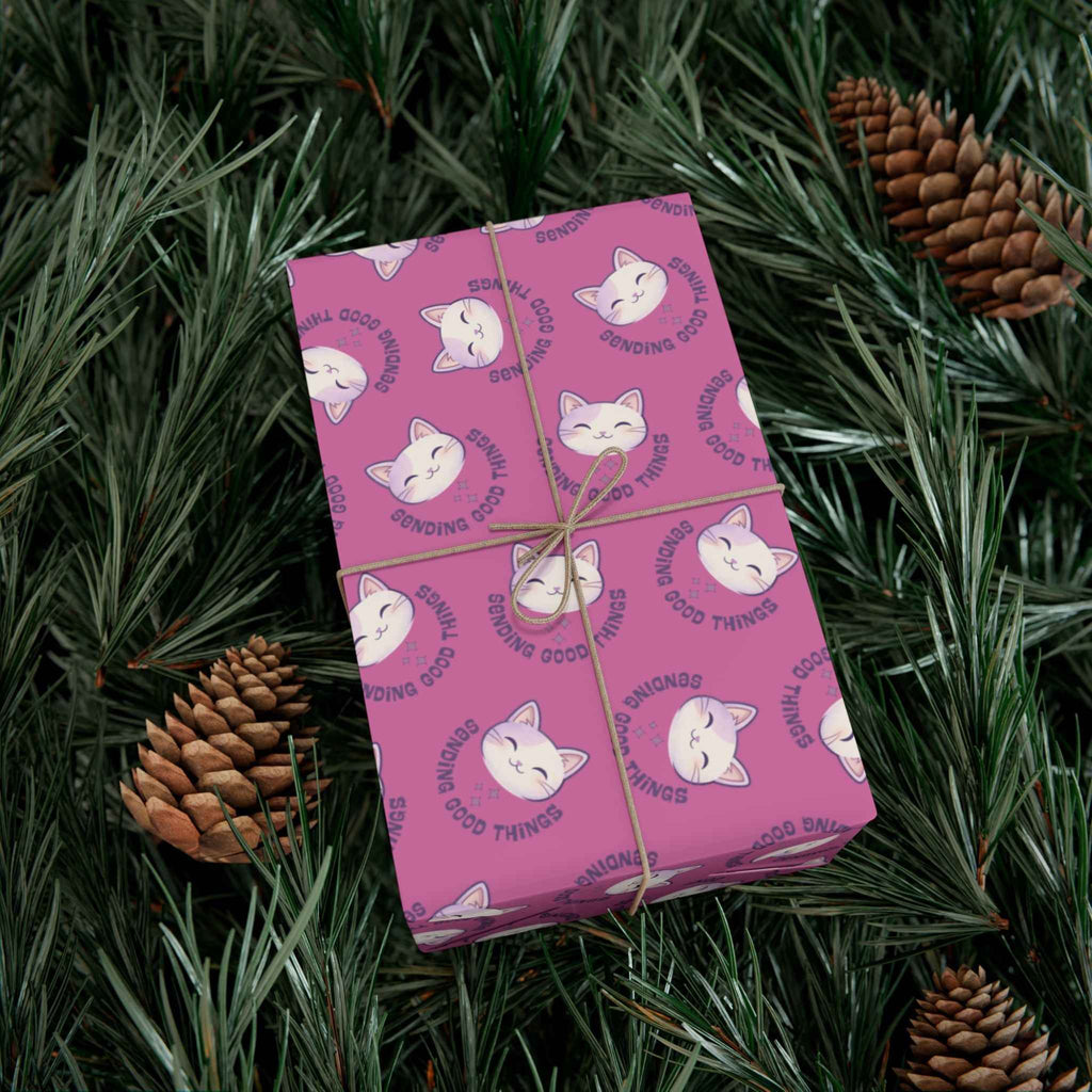 Sending Good Things Cat Gift Wrap – Pink All-Occasion Wrapping Paper