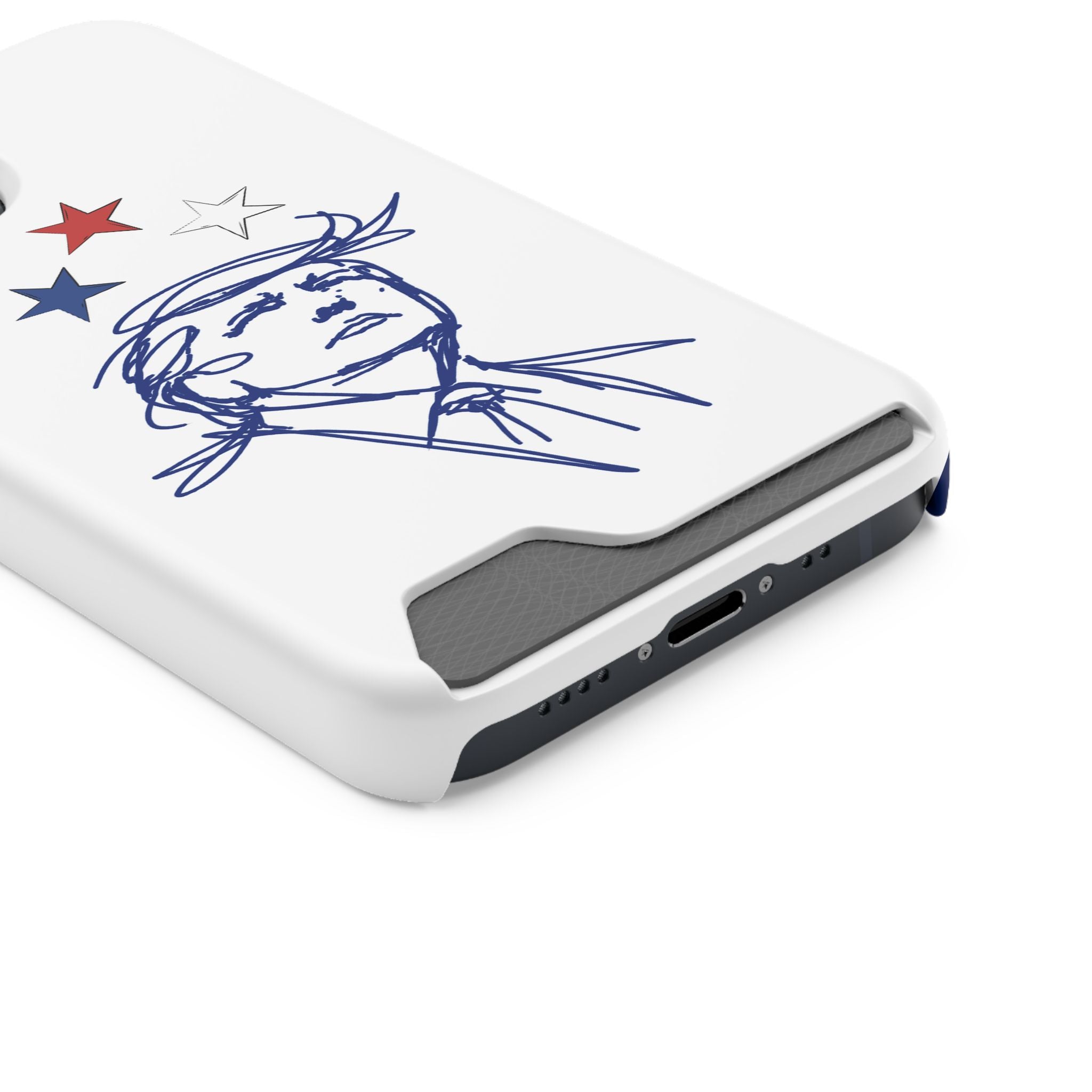 Swoop Guy iPhone Case – Minimal Line Portrait Patriotic Design, Slim Protective Case with Card Slot