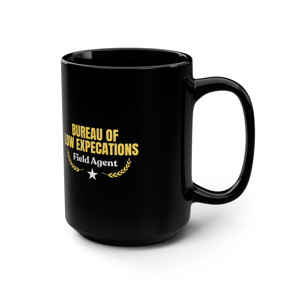 Bureau of Low Expectations Field Agent Coffee Mug | Funny Black Ceramic Mug 15 oz