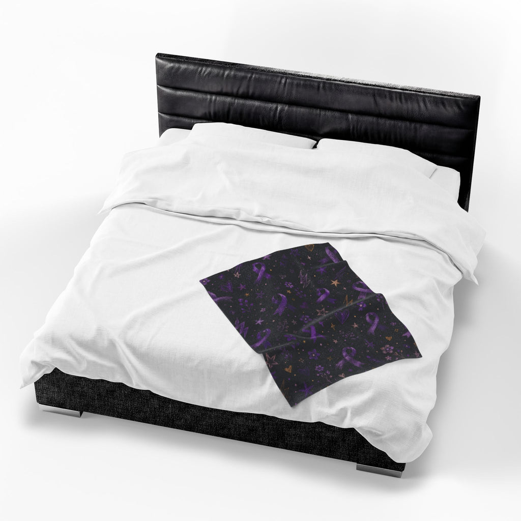Purple Epilepsy Awareness Ribbon Velveteen Plush Blanket