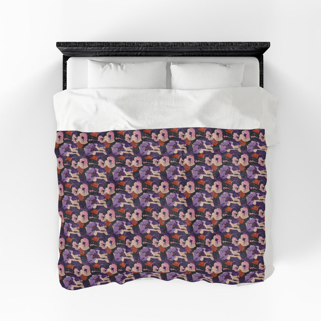 Epilepsy Awareness Floral Plush Blanket | Purple Ribbon Throw Blanket