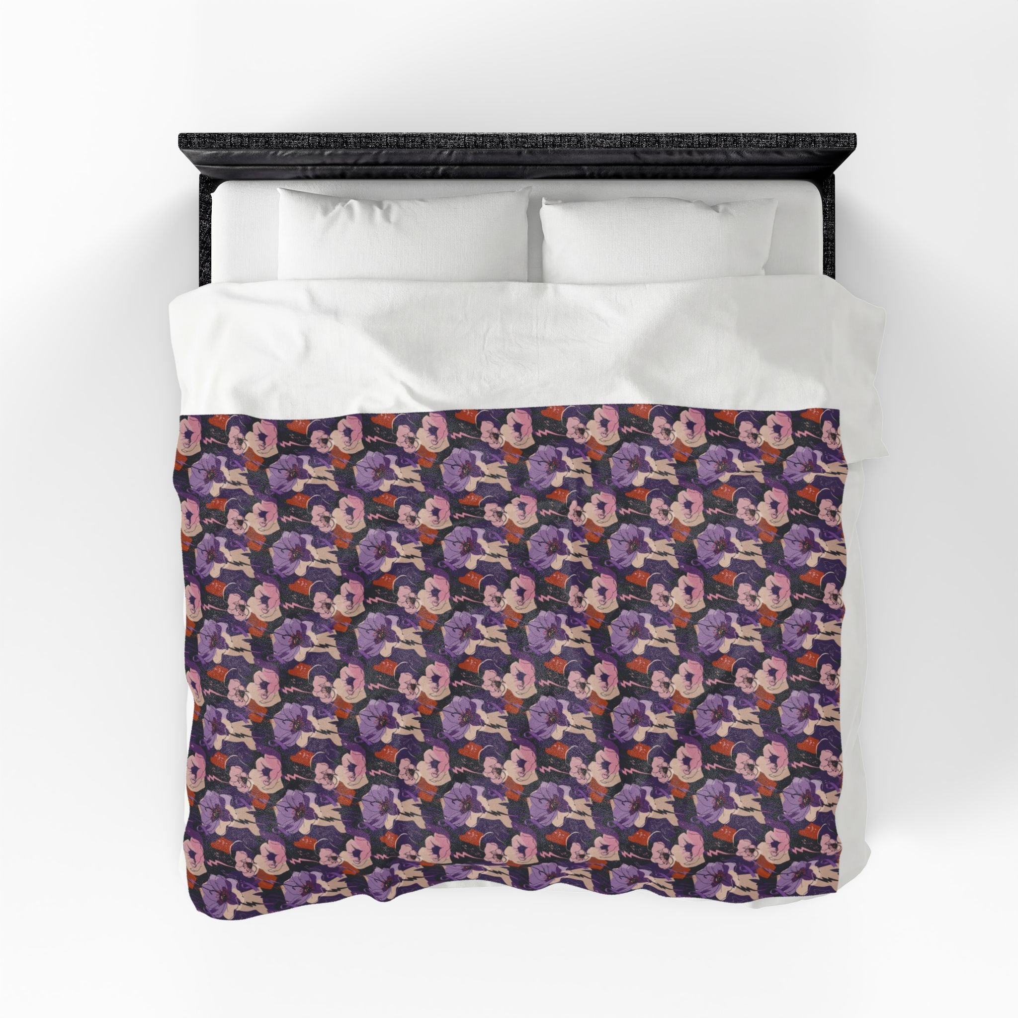 Epilepsy Awareness Floral Plush Blanket | Purple Ribbon Throw Blanket
